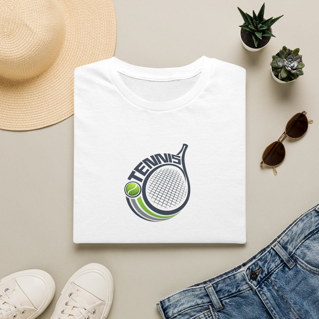 Tennis Racket Graphic T-Shirt Tennis Ball Logo Tee 3 colors 100% cotton