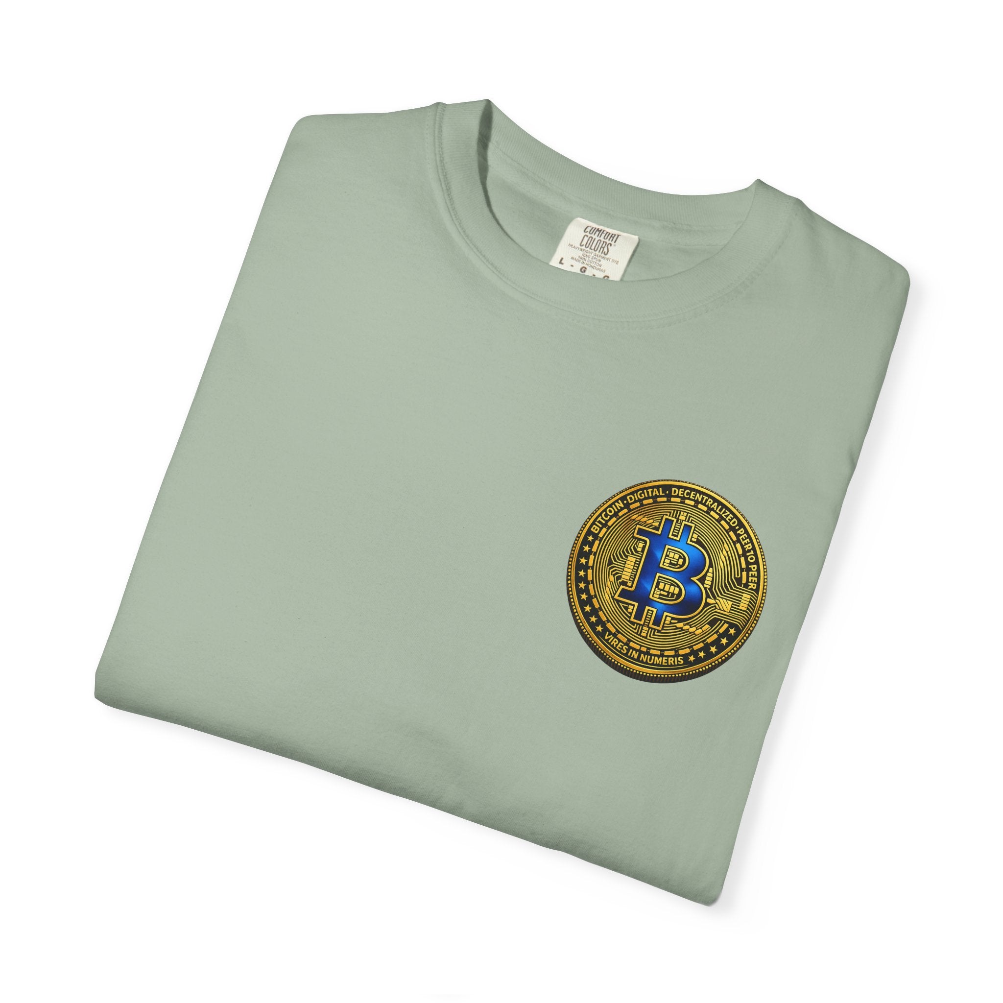 Bitcoin Blue Gold Coin Pocket Logo T-Shirt 4 Farben 100% Baumwolle