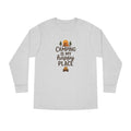 Camping Is My Happy Place Long Sleeve Tee Campfire Trees Sun Outdoor Shirt 4 colors 100% cotton
