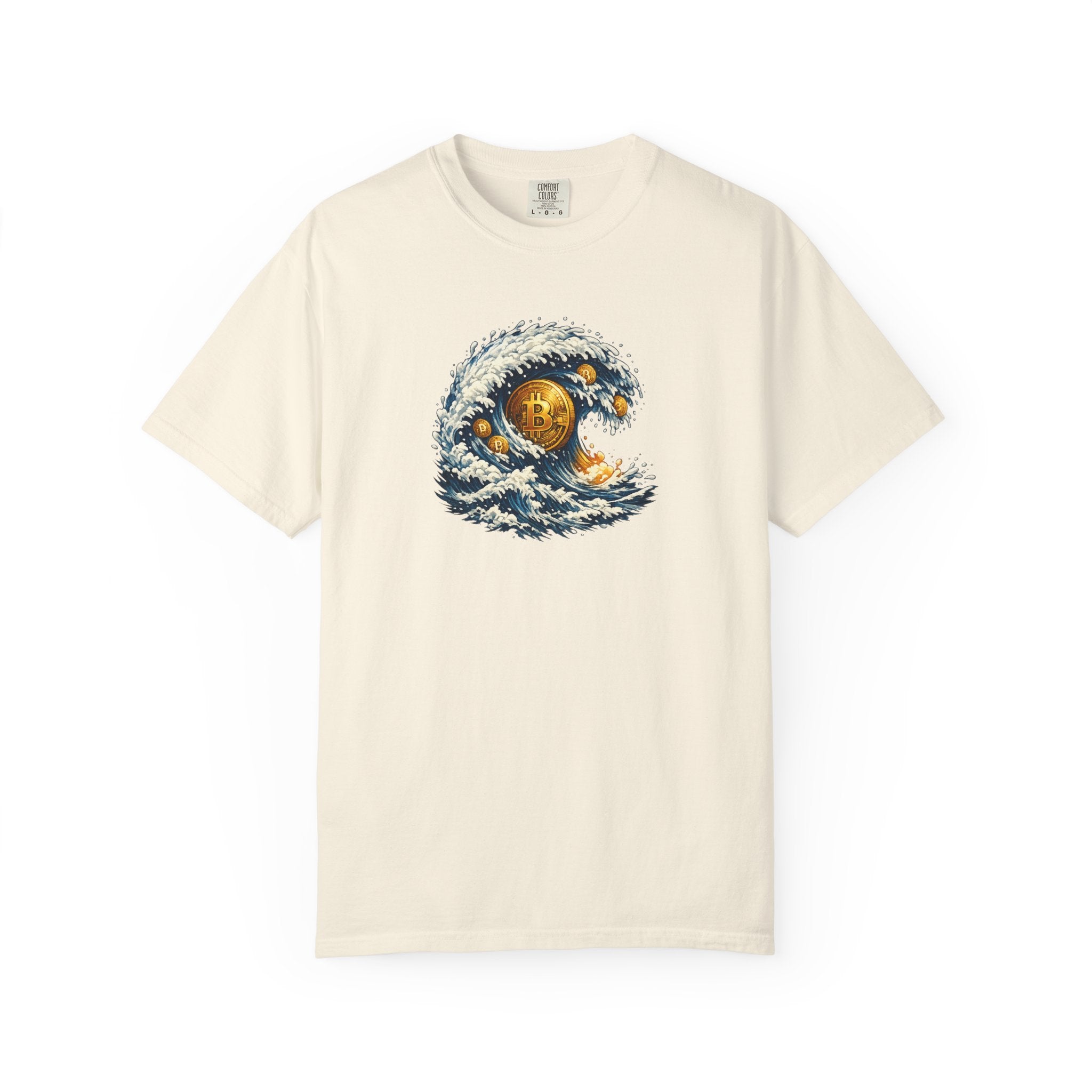 Bitcoin Tidal Wave T-Shirt Futuristic Crypto Graphic Tee Bitcoin Art Shirt Crypto Gift 12 colors 100% cotton