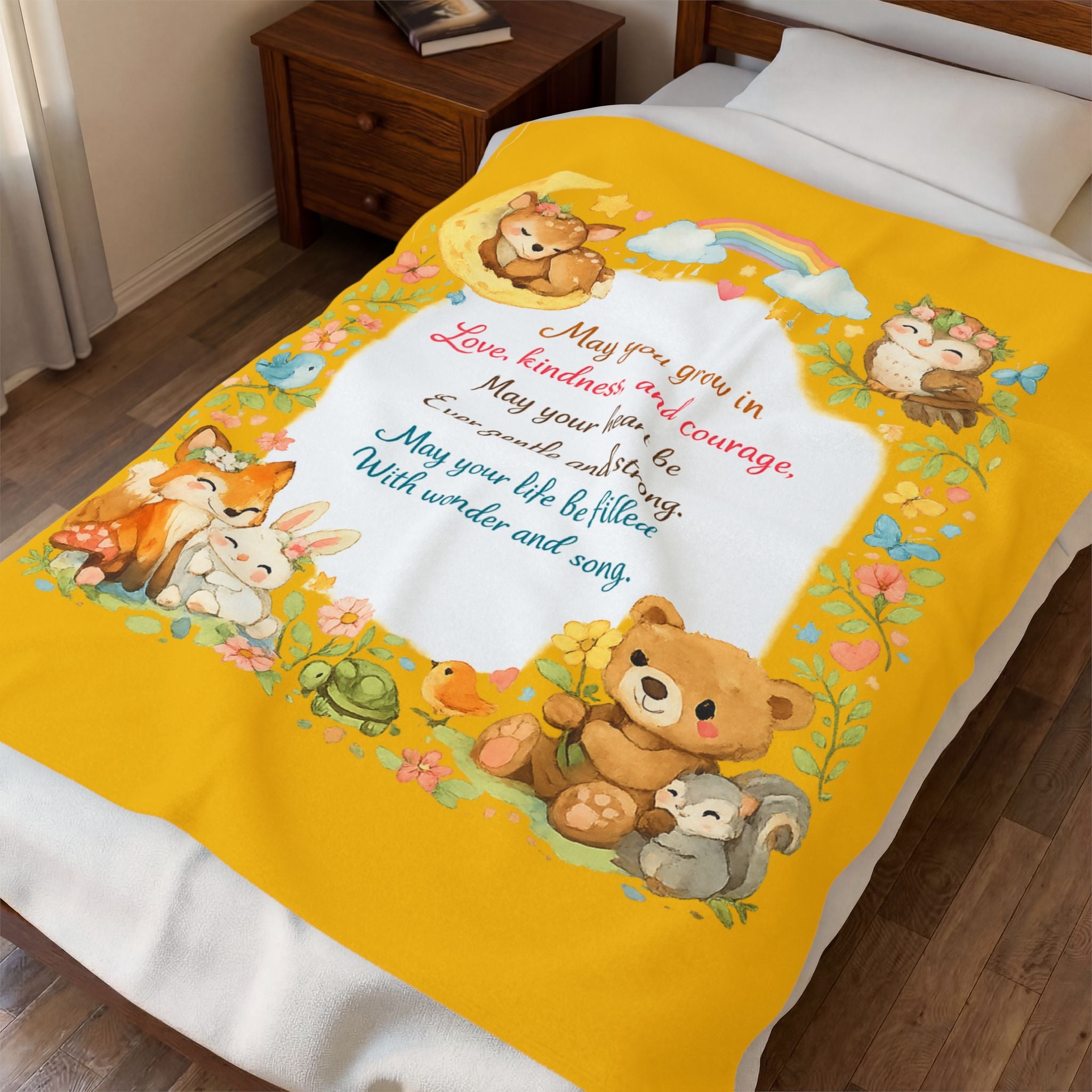 Baby Blanket May You Grow in Love Kindness & Courage Soft Nursery Throw Baby Shower Gift Newborn Keepsake 50" x 60"