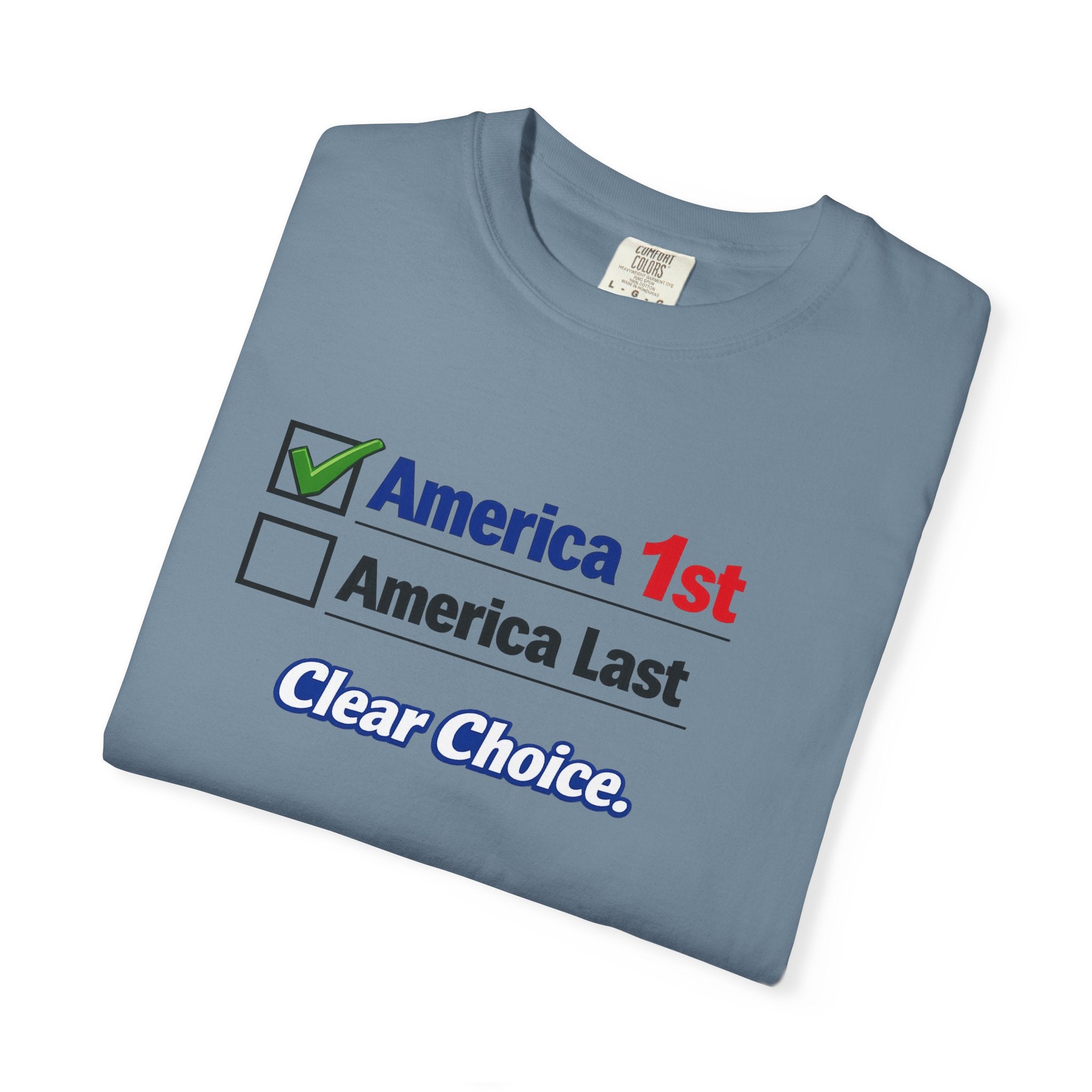 Clear Choice Patriotic Shirt America 1st Checked Tee Bold Freedom T-Shirt Patriotic Gift USA Pride Apparel 5 colors 100% cotton