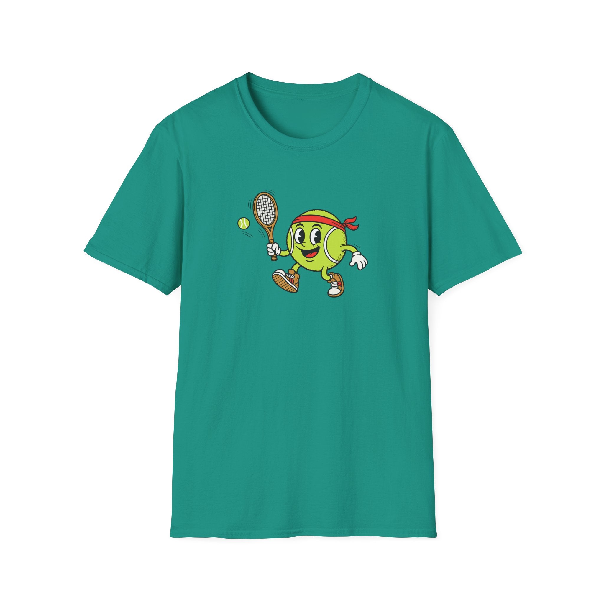 Niedliches Tennisball-Maskottchen T-Shirt Lustiges Tennis-Shirt Tennisspieler-Geschenk Tennisliebhaber-Bekleidung 8 Farben 100 % Baumwolle