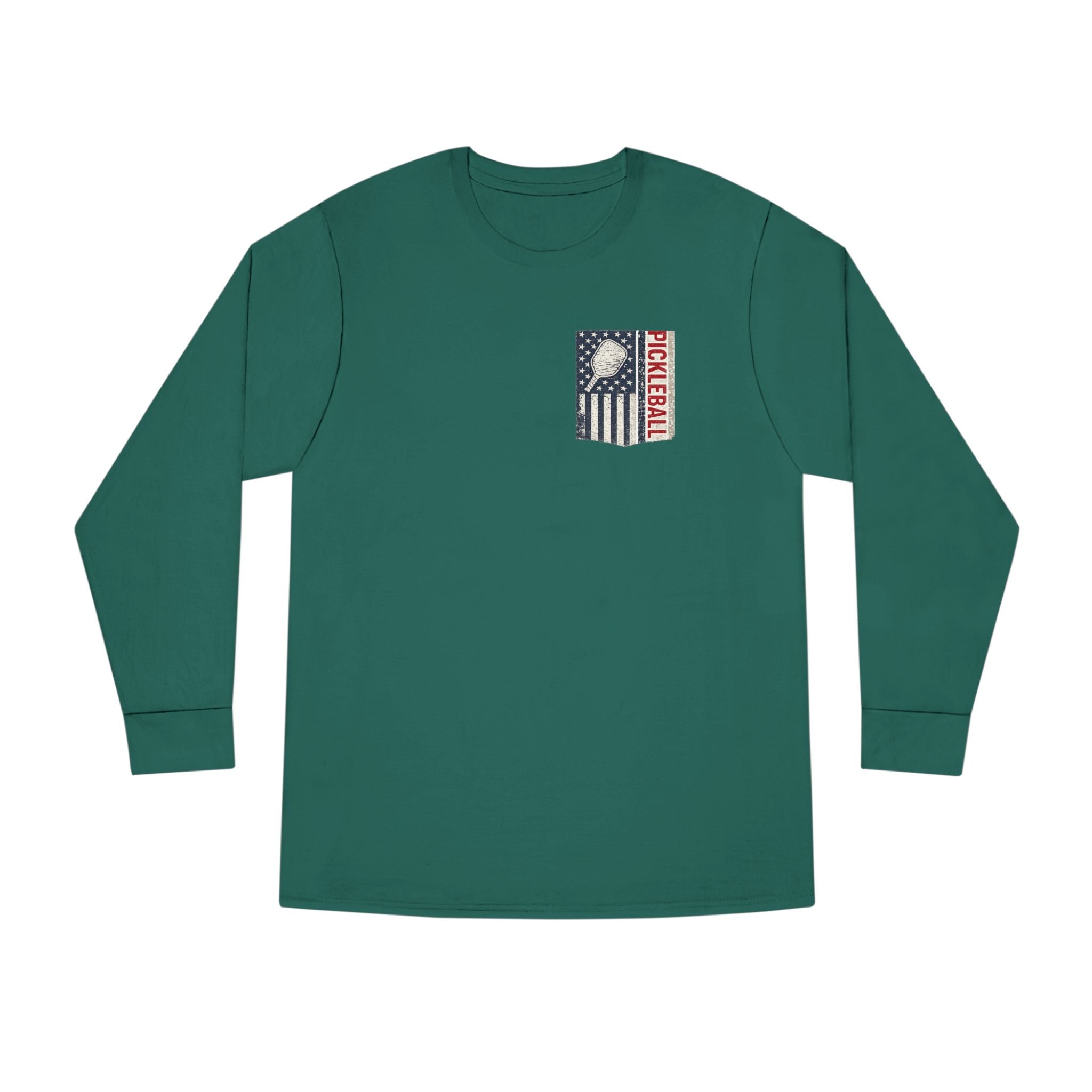 Women's Pickleball Flag Long Sleeve Shirt Vintage Patriotic USA Pickleball TShirt Tee Court Player Gift 7 colors 100% cotton