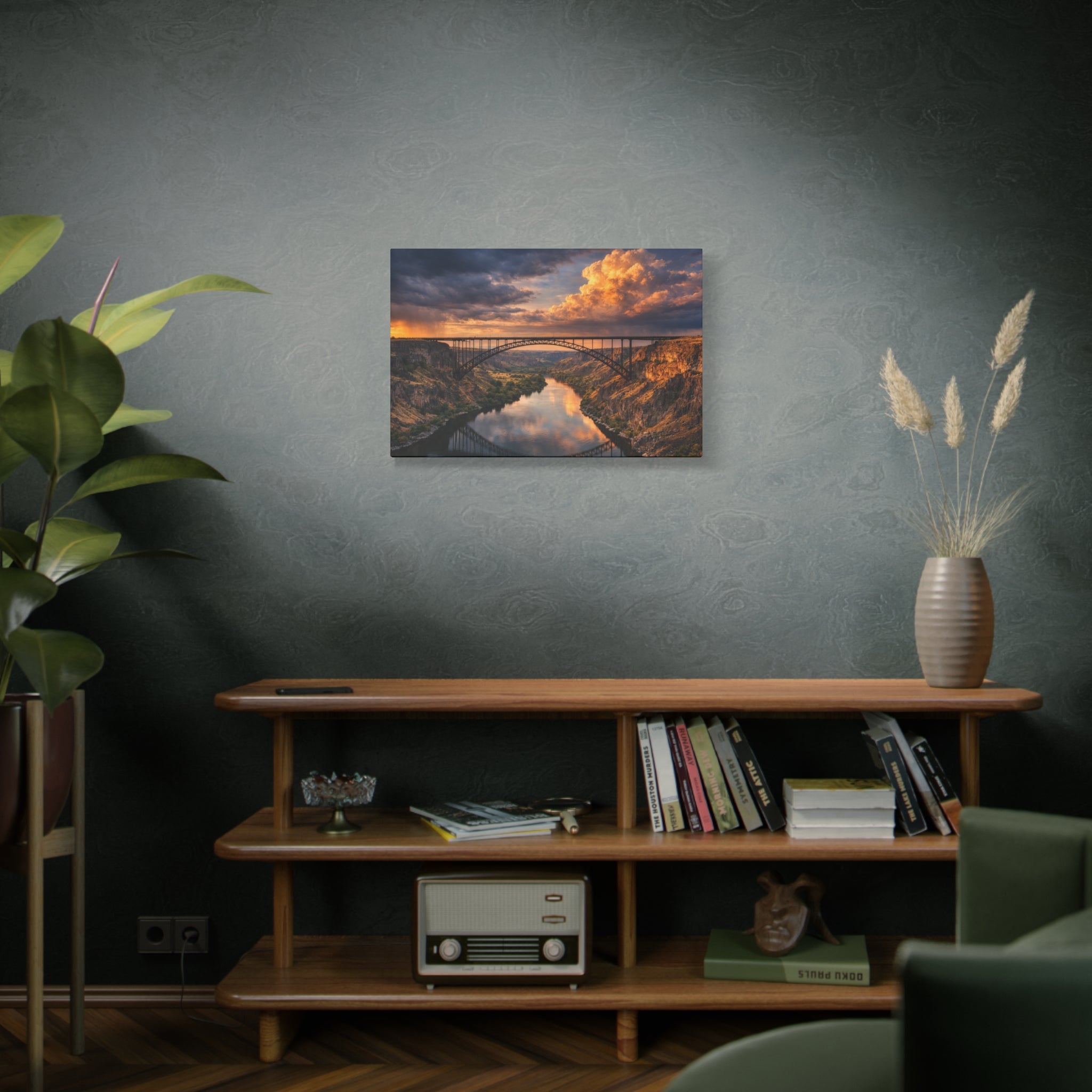 Perrine Bridge Canvas Wall Art Snake River Canyon Landscape Large Panoramic Photography Print Matte Canvas Stretched 1.25 6 sizes