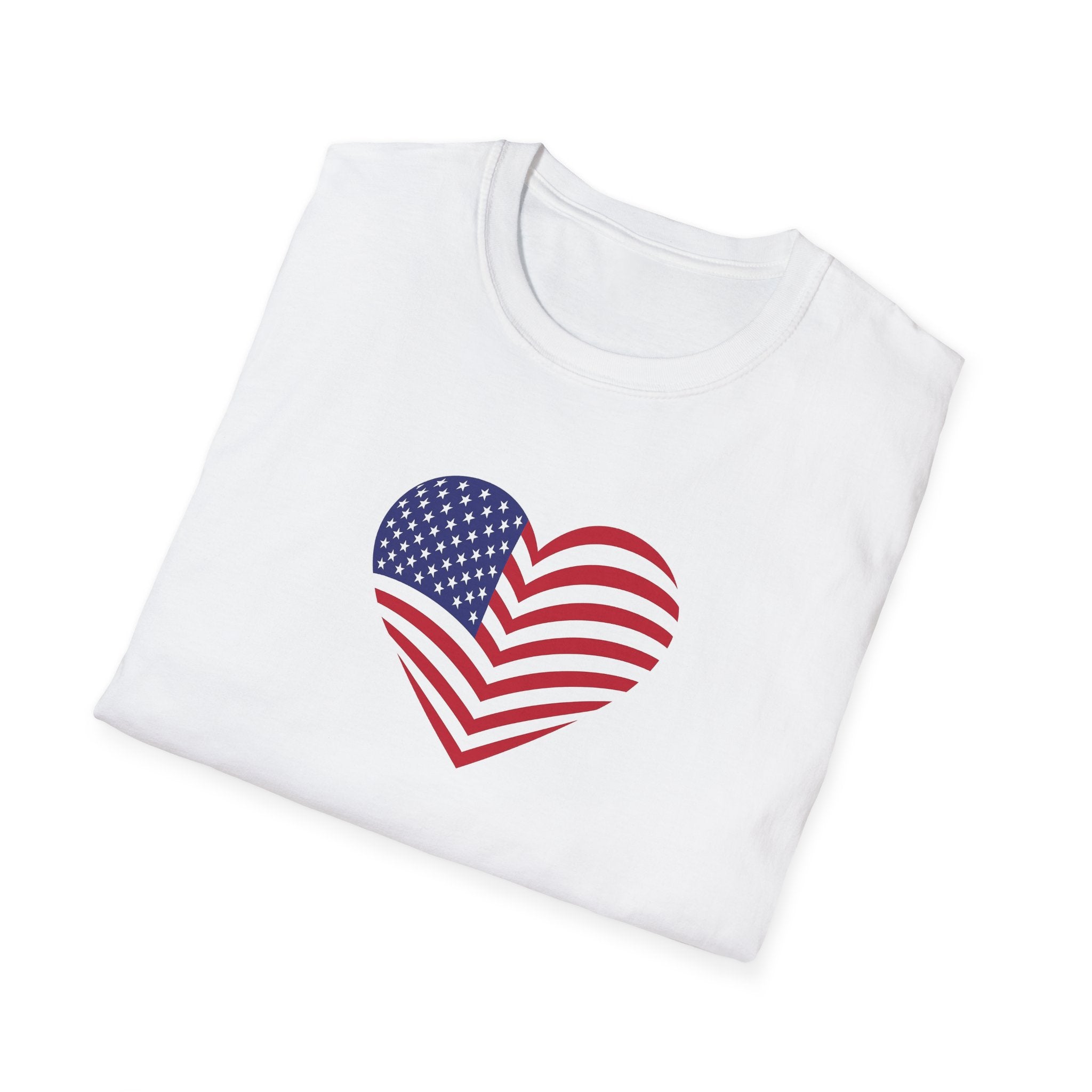 American Flag Heart TShirt Patriotic USA Love Tee Red White Blue Graphic Tee Summer USA Shirt 4 colors 100% cotton