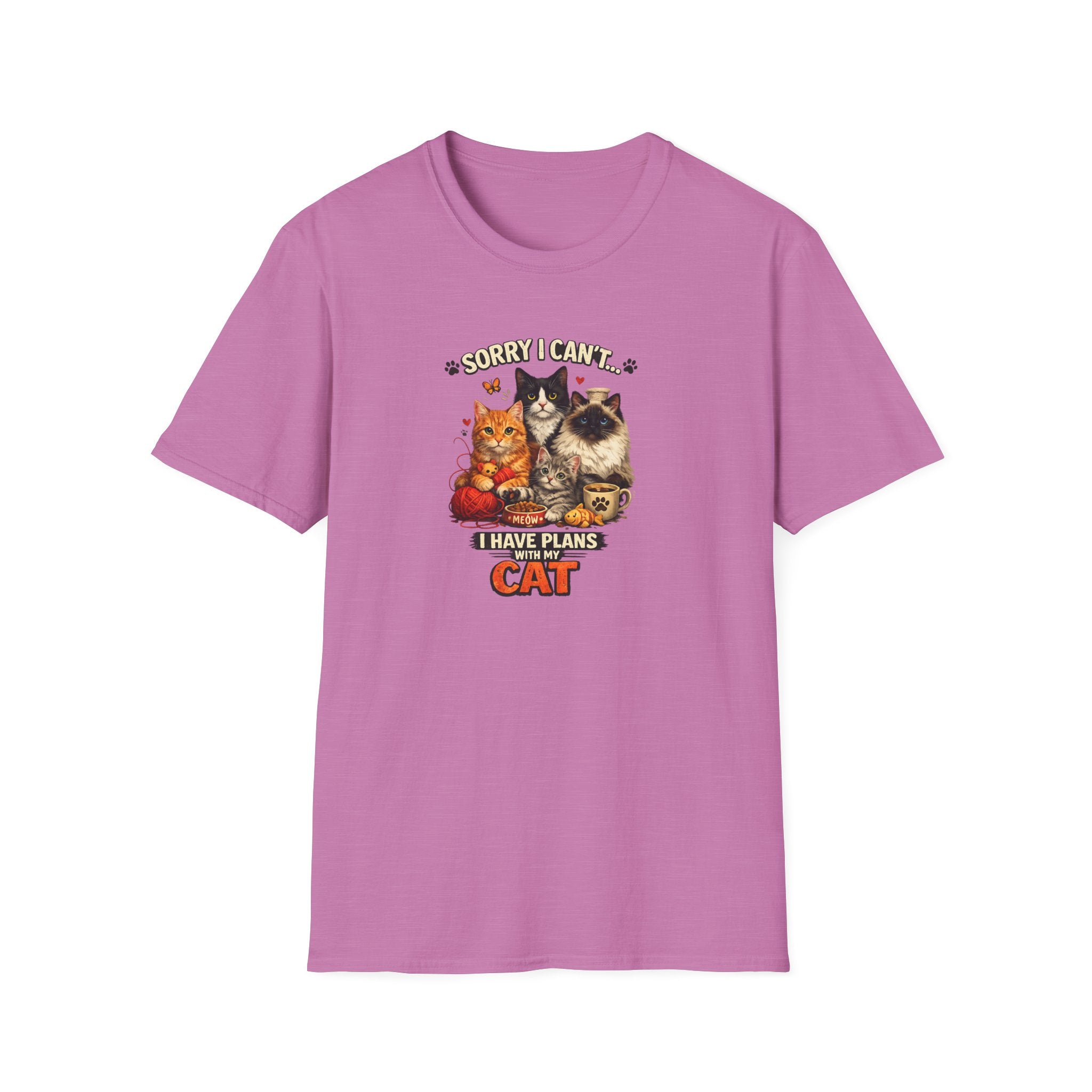 Sorry I Can't I Have Plans With My Cat T-Shirt Funny Cat Lover Tee Cat Mom Shirt Gift for Cat Owners 7 colors 100% cotton