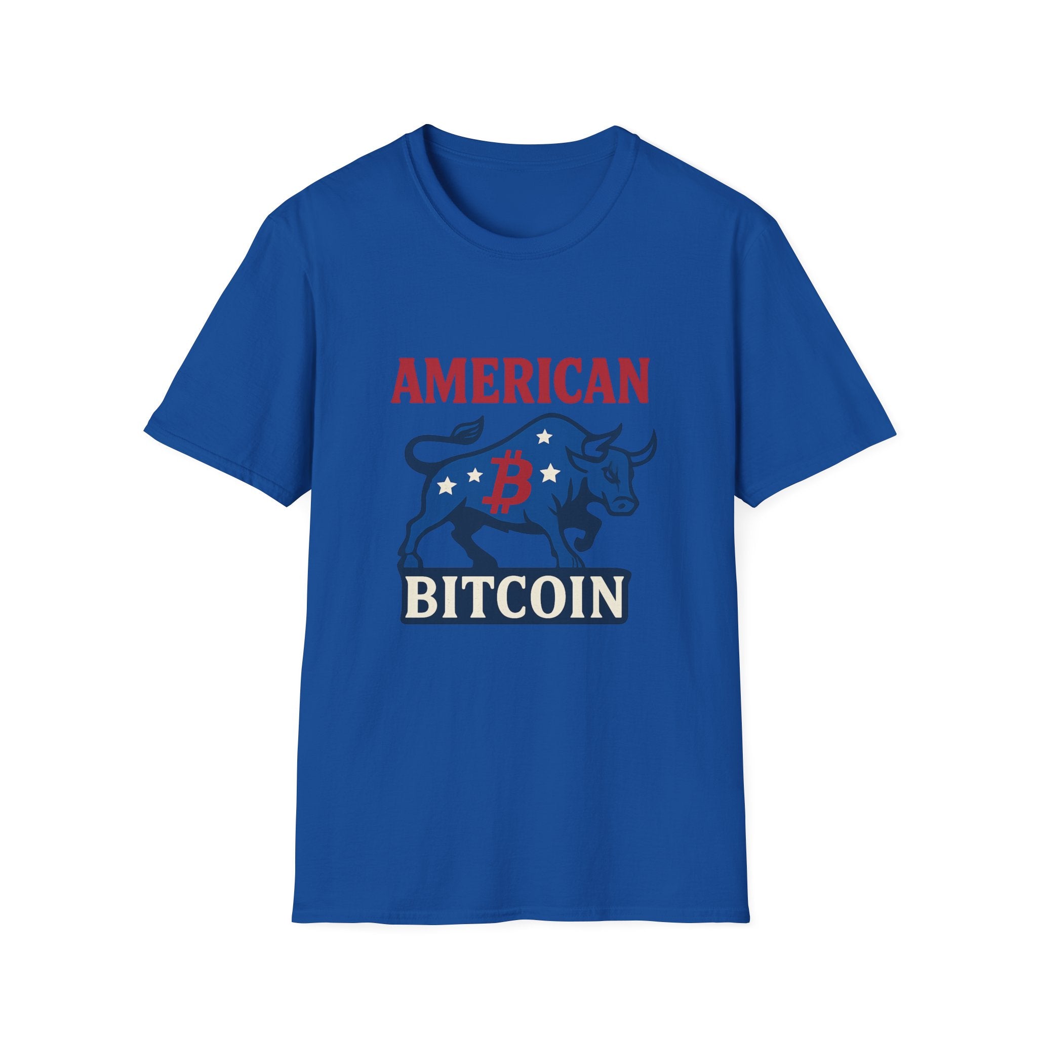 Amerikanisches Bitcoin Rot Weiß & Stier T-Shirt Tee 5 Farben 100% Baumwolle