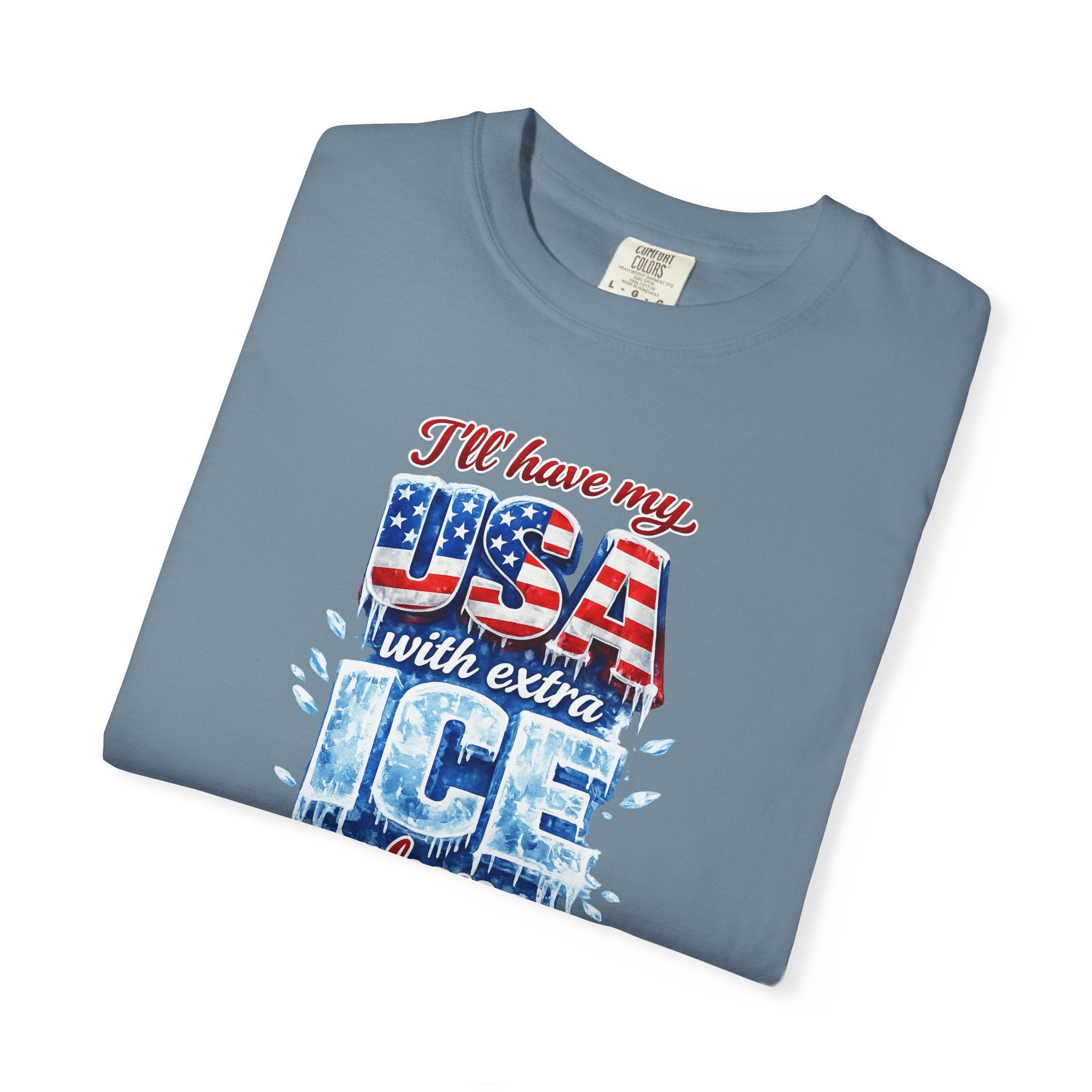 Patriotic "USA With Extra ICE" Shirt Men's Patriotic T-Shirt Pro Ice Merch USA Pride Apparel 6 colors 100% cotton