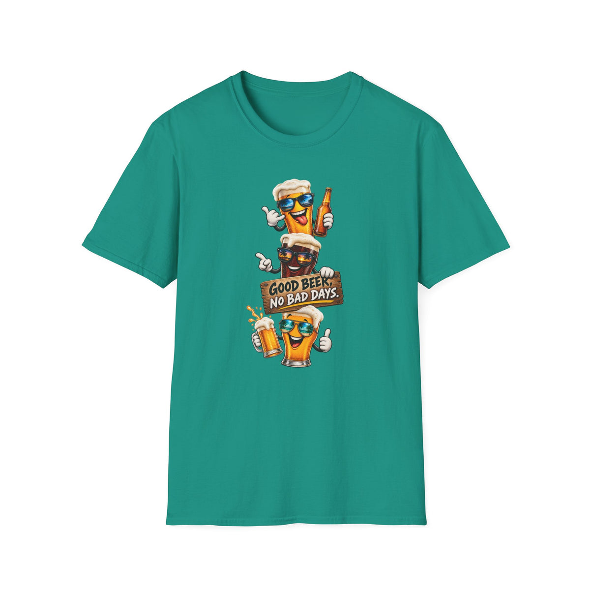 Satsandtripes.com Good Beer No Bad Days T-Shirt – Funny Beer Lover Graphic Tee Teal