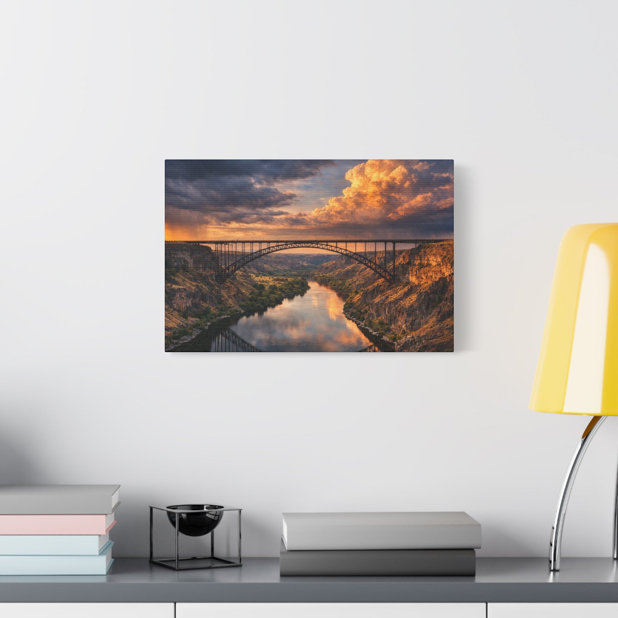 Perrine Bridge Canvas Wall Art Snake River Canyon Landscape Large Panoramic Photography Print Matte Canvas Stretched 1.25 6 sizes
