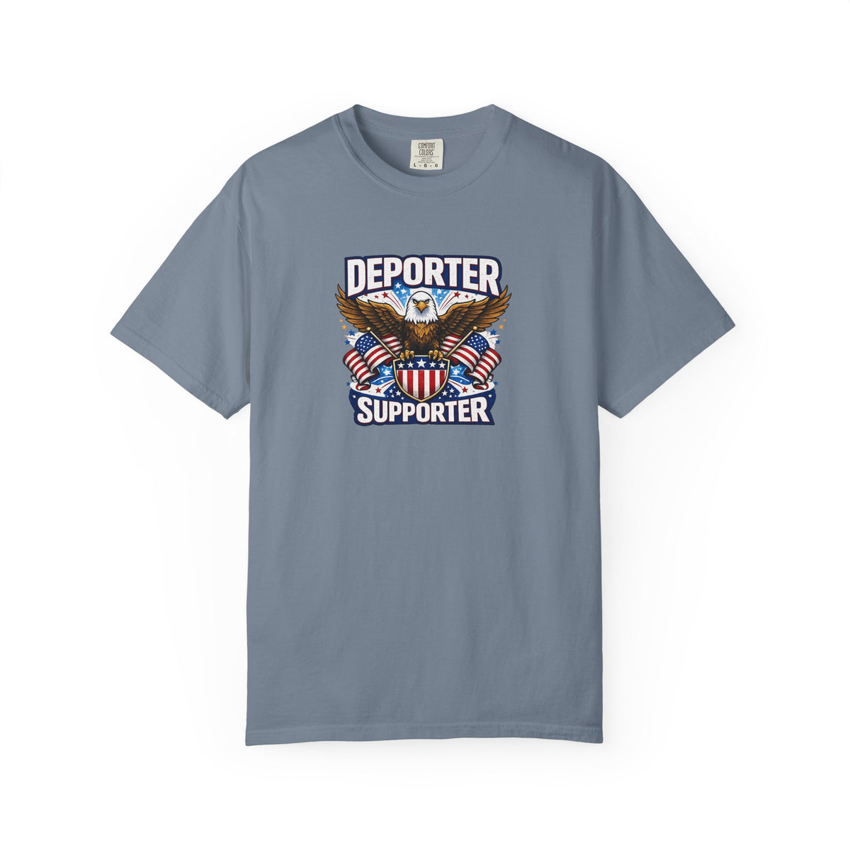 SatsandStripes.com Deporter Supporter Patriotic T-Shirt America First Eagle Tee Pro Border Apparel Gift for Patriots Blue Jean