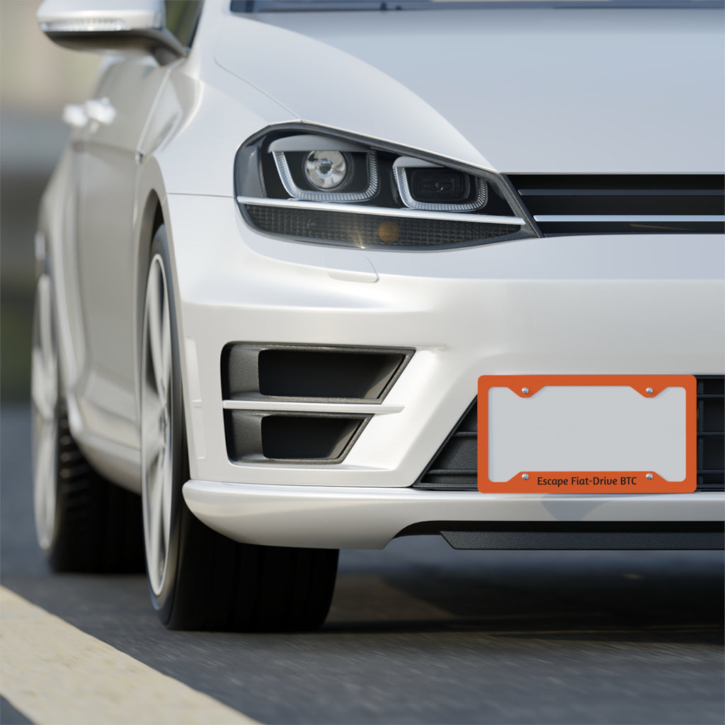 Escape Fiat Drive BTC Bitcoin Metal License Plate Frame