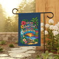 SatsandStripes.com Just an Island Soul From Hawaii Garden Flag – Tropical Aloha Turtle, Hibiscus & Surf Beach Yard Décor 12 x 18