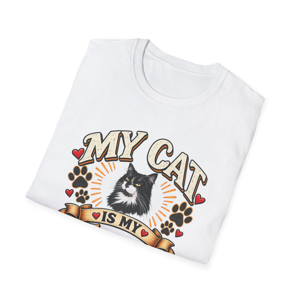 SatsandStripes.com My Cat Is My Favorite Person Personalized Softstyle® T-Shirt – Custom Pet Photo Cat Lover Shirt White Folded