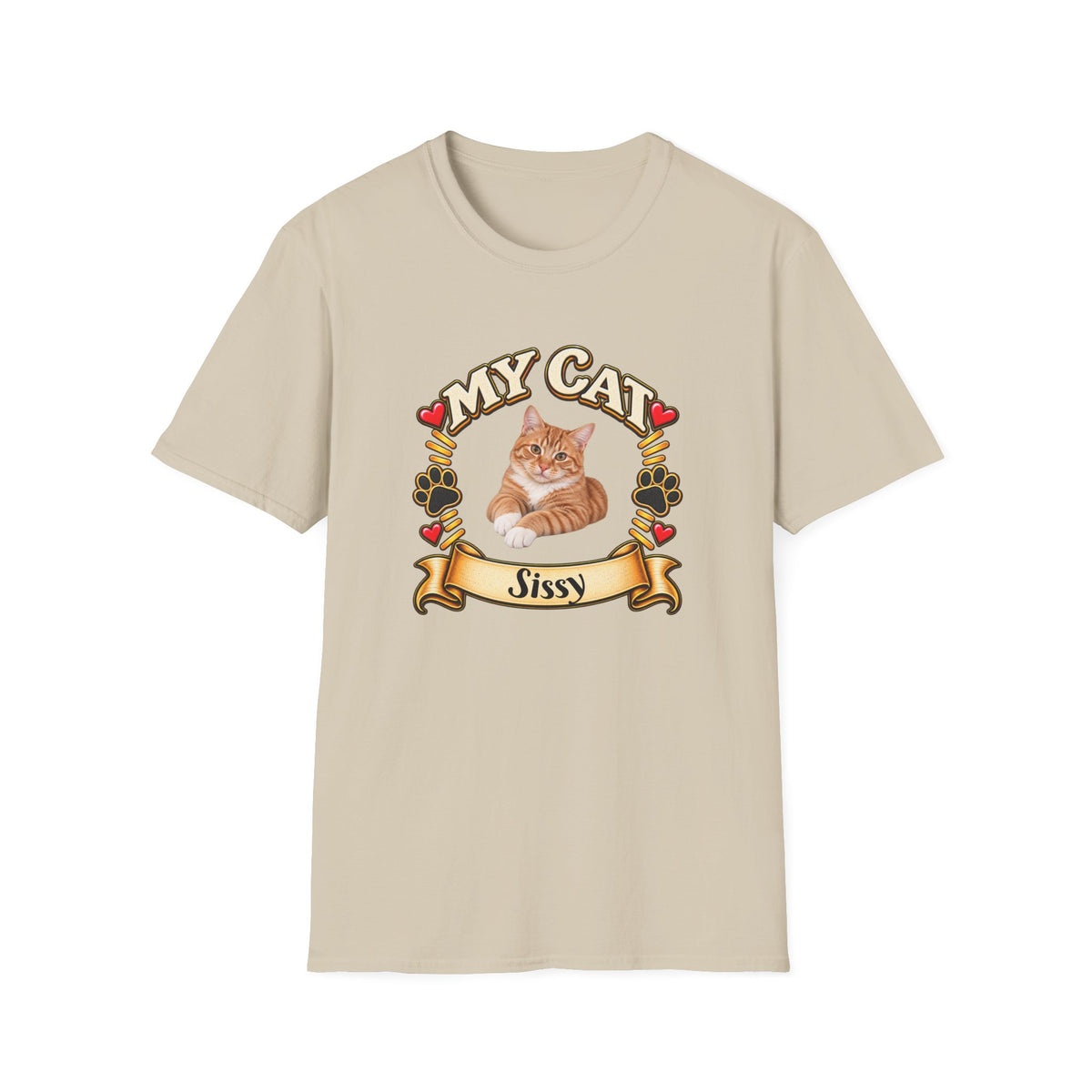 SatsandStripes.com My Cat Personalized Softstyle® T-Shirt – Custom Pet Photo Cat Lover Shirt Sand