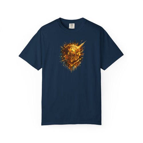 Sats and Stripes Bitcoin Fire Coin T-Shirt Navy