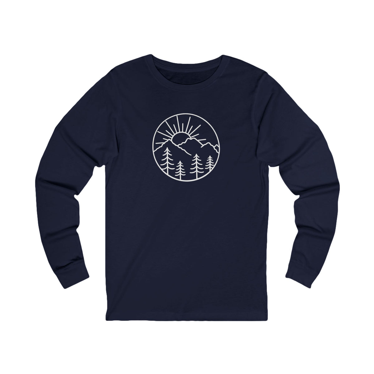 Herren Wander Langarmshirt Minimalistisches Berg Motiv Outdoor Natur Shirt Camping Wandergeschenk für Ihn 7 Farben 100% Baumwolle