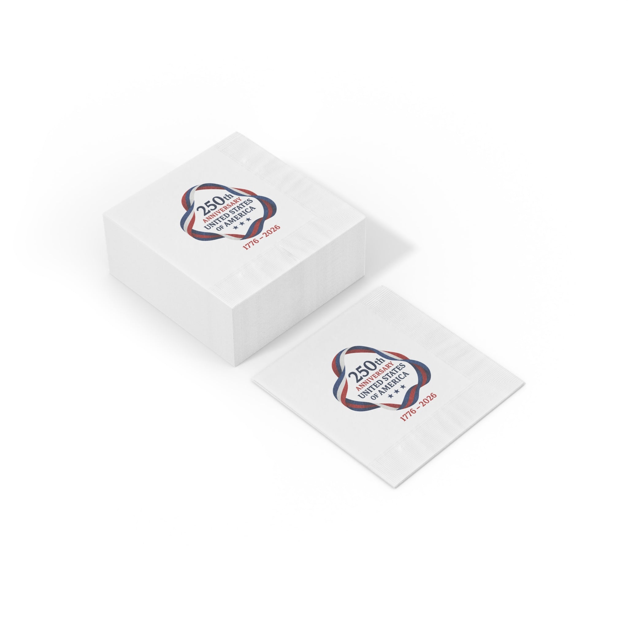 USA 250th Anniversary Napkins 1776-2026 Patriotic Napkins America Party Decor Fourth of July Tableware (50 or 100 Count) 2 sizes