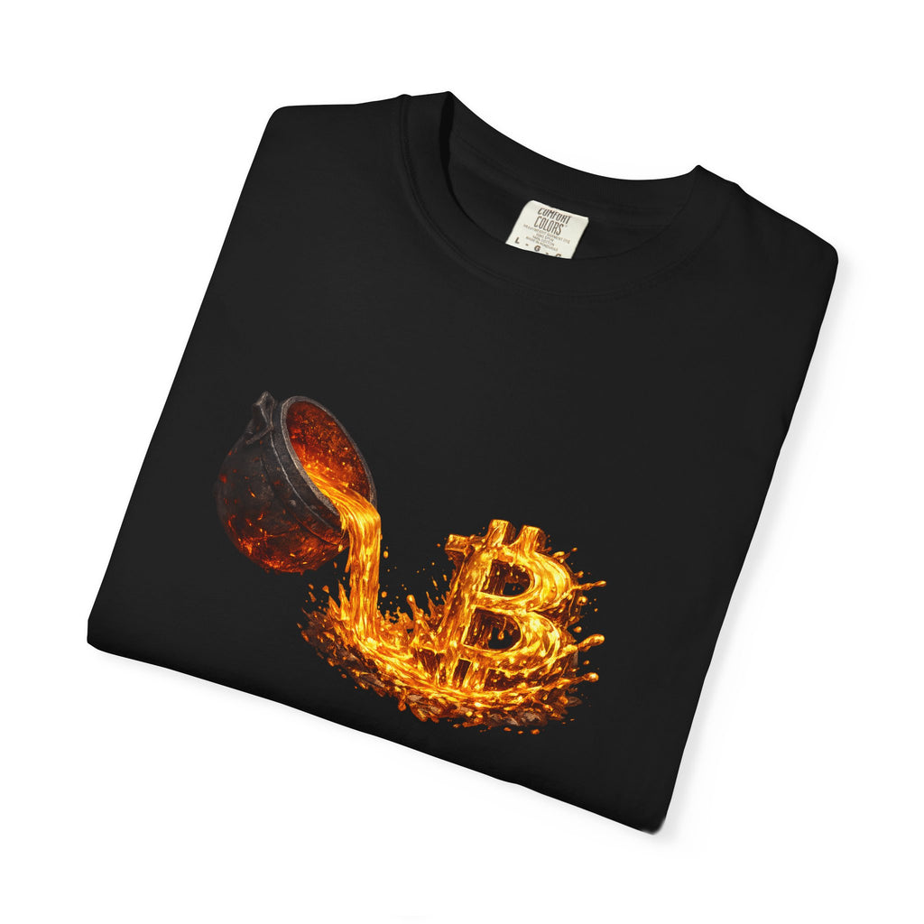 Burning Bitcoin spoon T-shirt Crypto Investor Shirt Bitcoin Holder Apparel Digital Gold Graphic Tee 5 colors 100% cotton