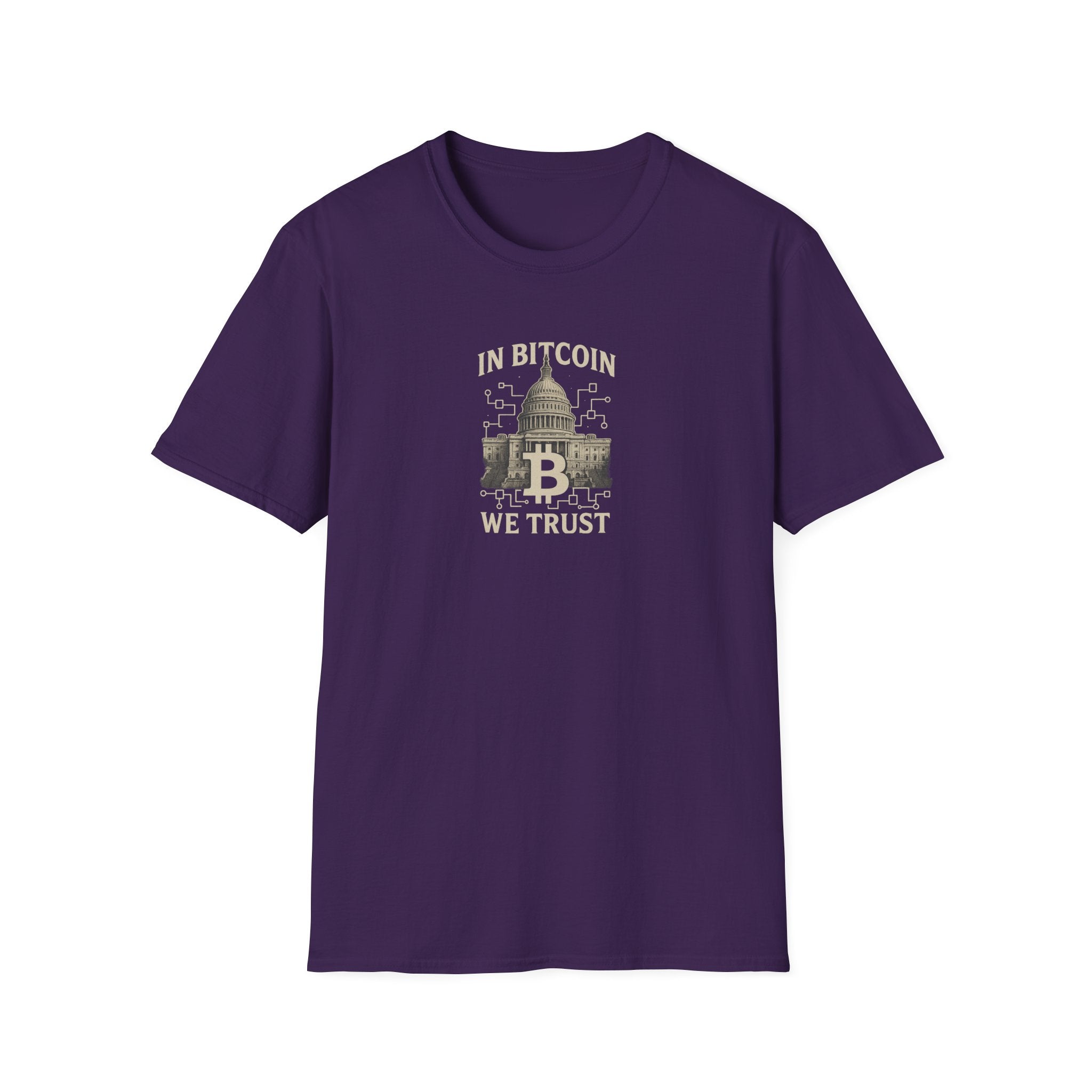 Sats and Stripes In Bitcoin We Trust Political Crypto T-Shirt Capitol Building & Blockchain Graphic Tee Purple