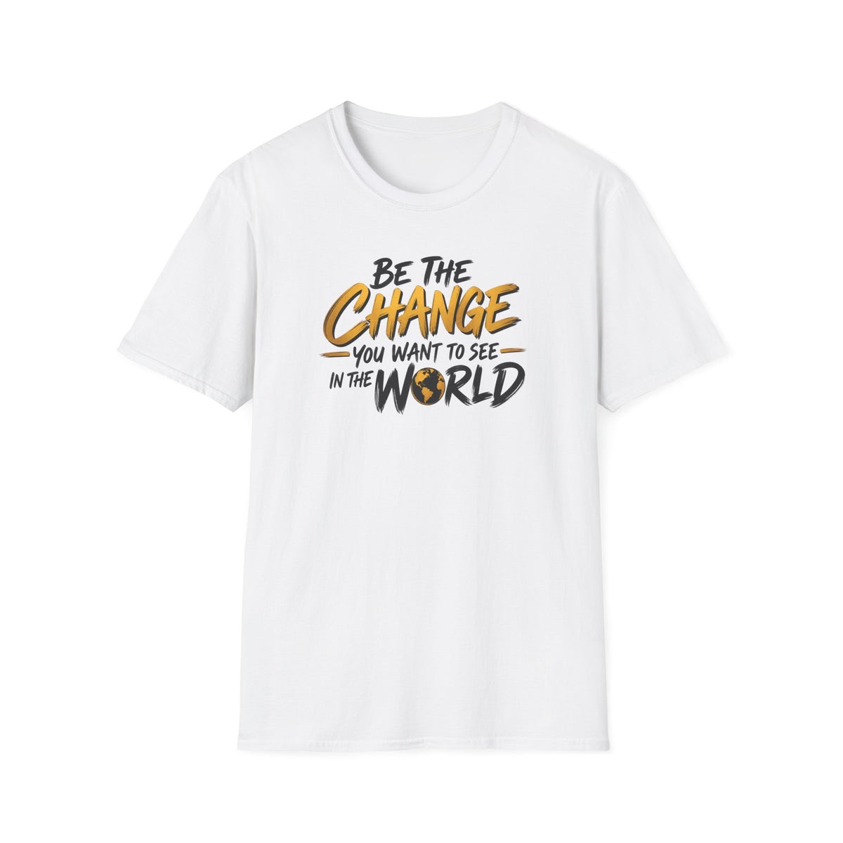 Satsandtripes.com Be the Change T-Shirt – Inspirational World Change Graphic Tee White