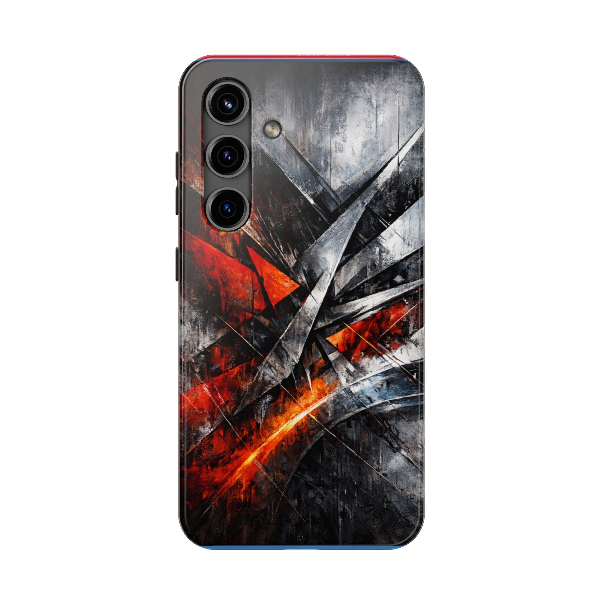 Abstrakte Rot-Schwarze Handyhülle Geometrisches Armor-Design Stoßfeste Hülle iPhone & Samsung