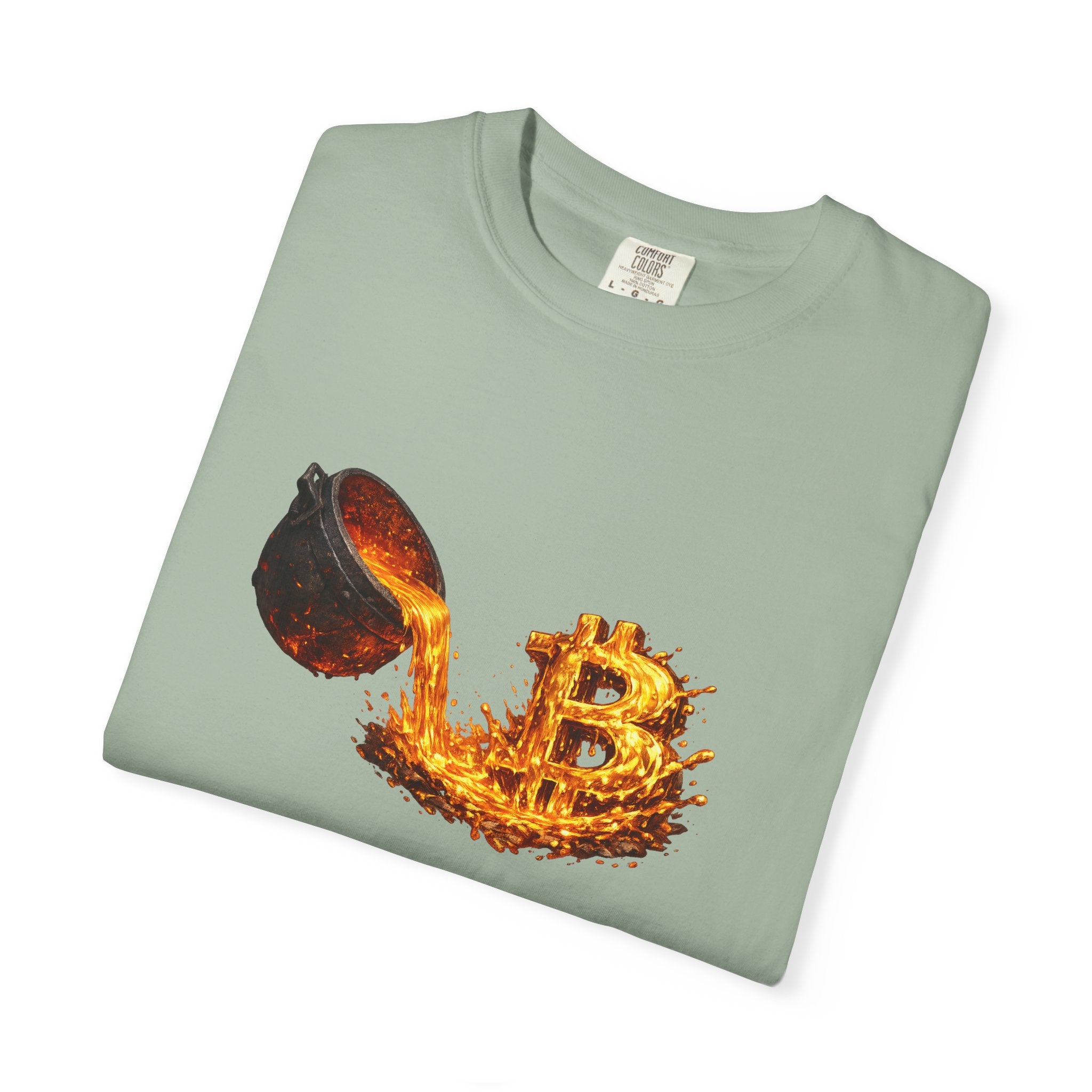 Burning Bitcoin spoon T-shirt Crypto Investor Shirt Bitcoin Holder Apparel Digital Gold Graphic Tee 5 colors 100% cotton