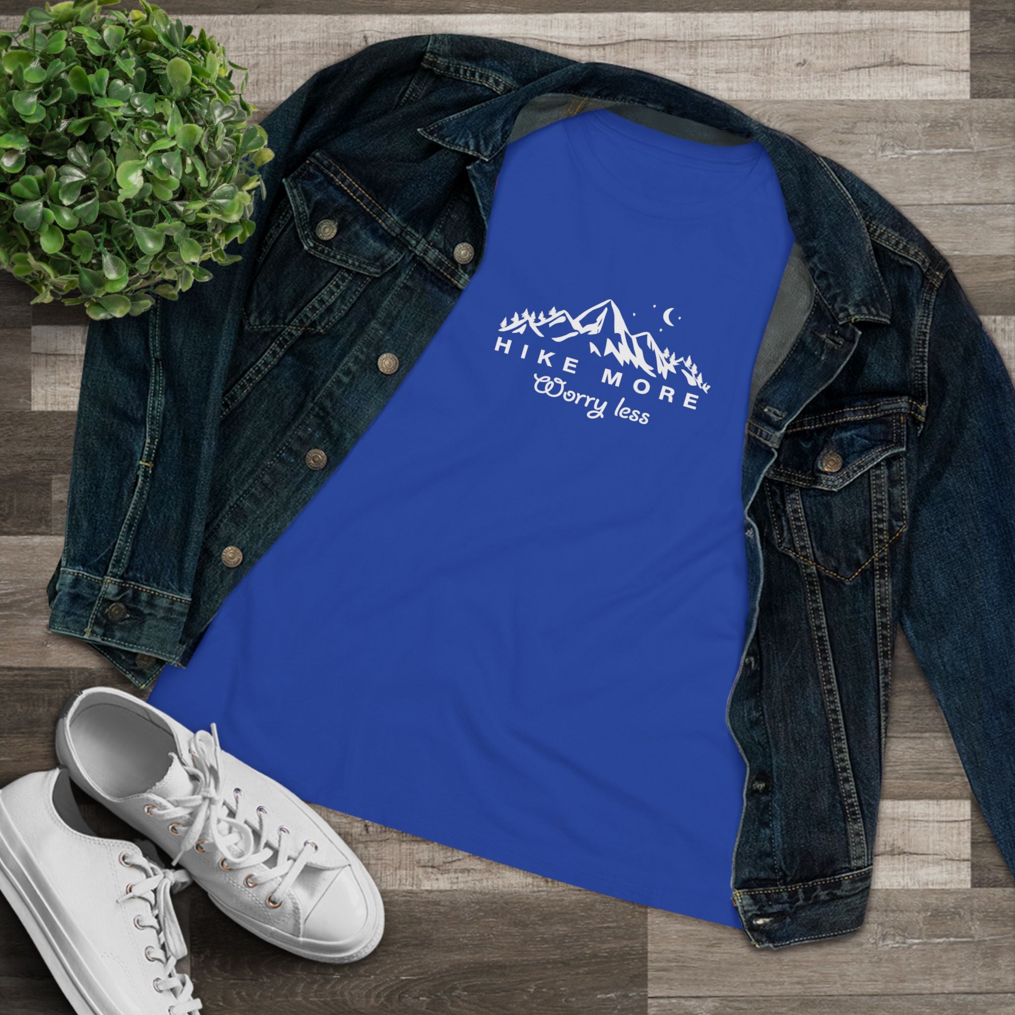 Hike More Worry Less Women's Hiking Shirt Outdoor Adventure Tee Mountain T-Shirt Cute Hiking Top 4 colors 100% cotton
