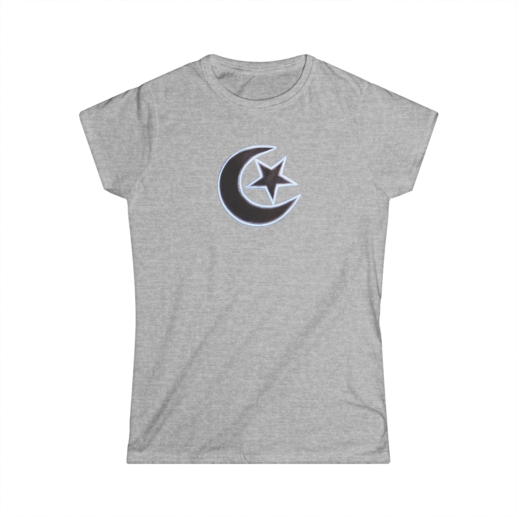 Womens Crescent Moon and Star T-Shirt Soft Graphic Tee 5 colors 100% cotton