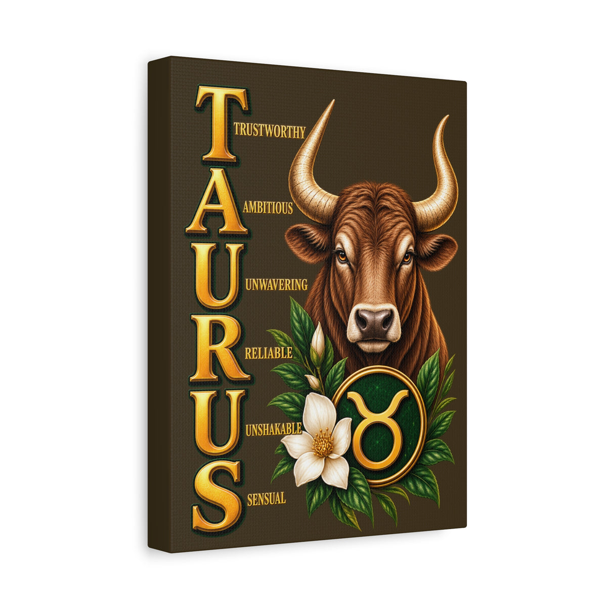 SatsandStripes.com Taurus Zodiac Canvas Wall Art – 9" x 12" Bull Astrology Décor & Earth Sign Birthday Gift
