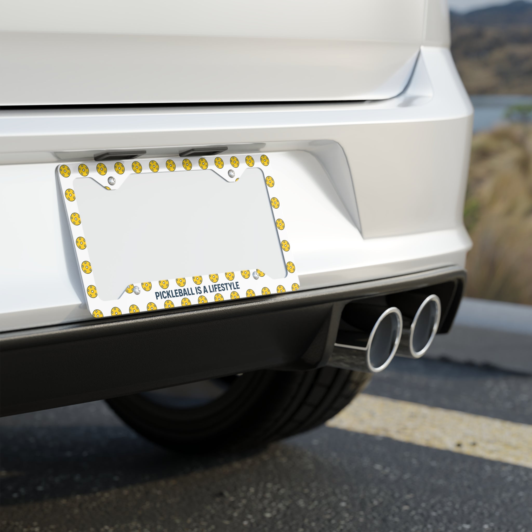 Pickleball Is a Pickleball Lifestyle License Plate Frame Cute Yellow Pickleball Design Perfect for Cars, Golf Carts & Pickleball Lovers