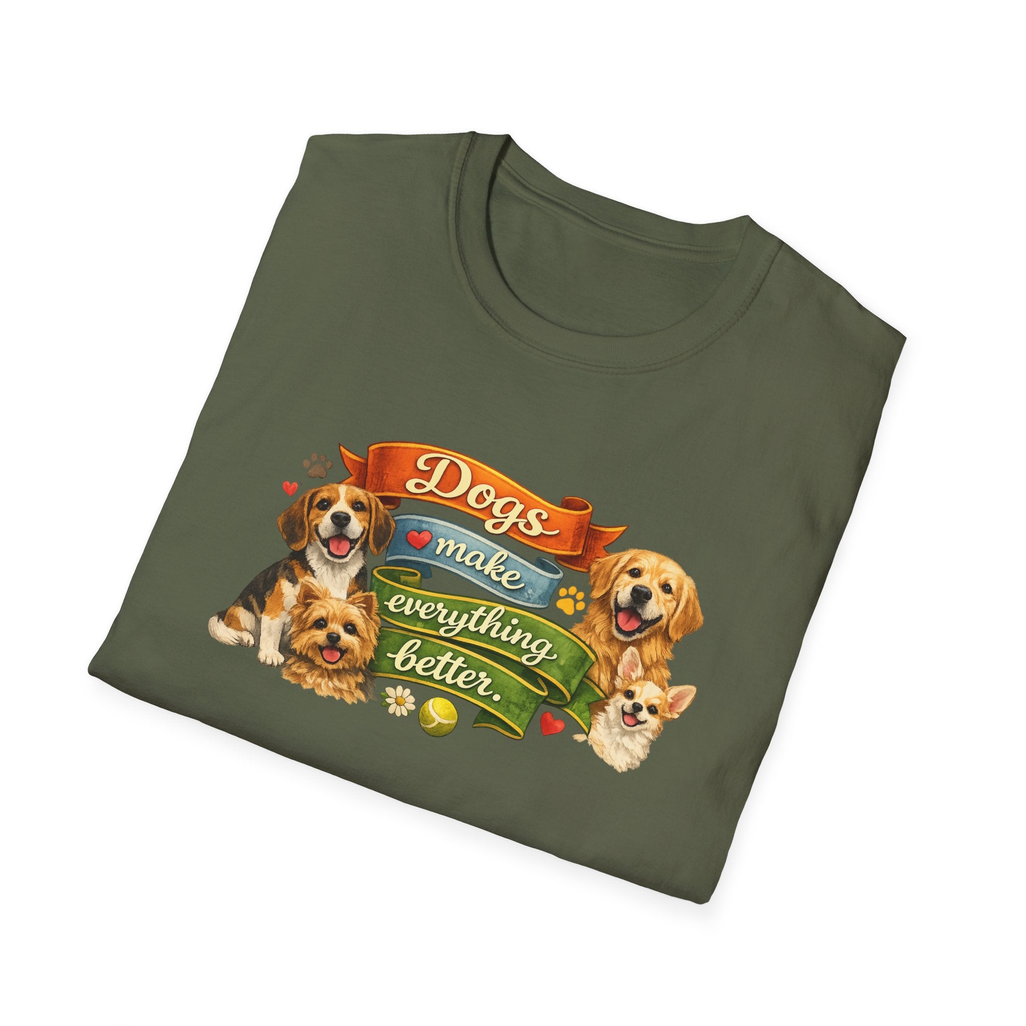 Dogs Make Everything Better T-Shirt Dog Lover Shirt for Women Gift for Dog Owners Pet Lover Graphic Tee 6 colors 100% cotton
