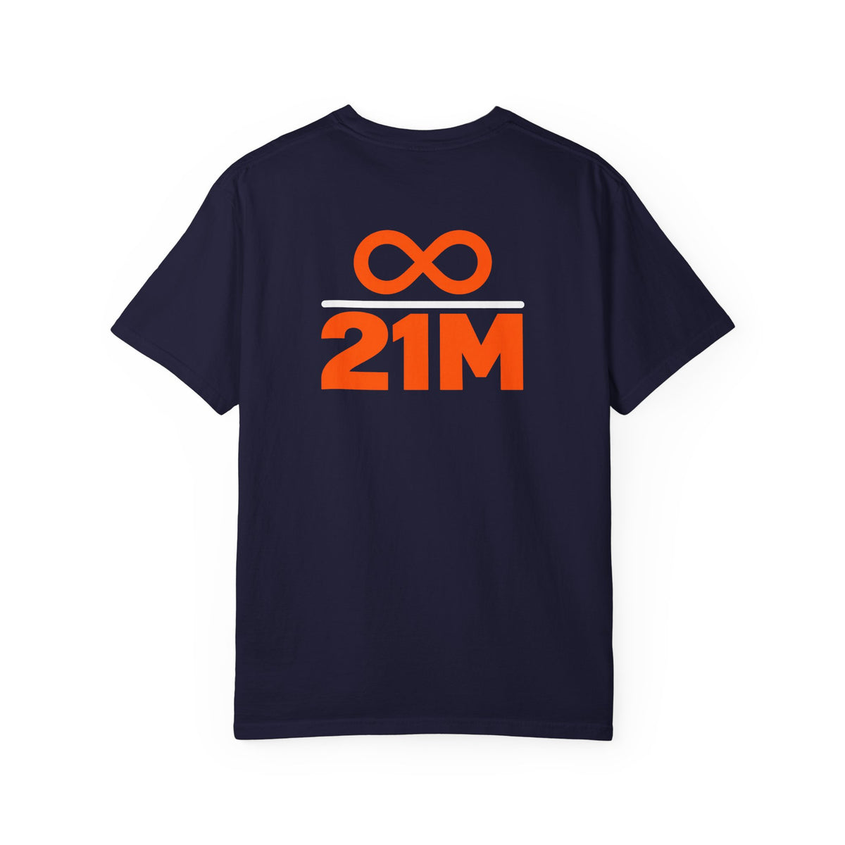 SatsandStripes.com 21 Million Bitcoin T-Shirt – Fixed Supply BTC Back Print Tee Navy