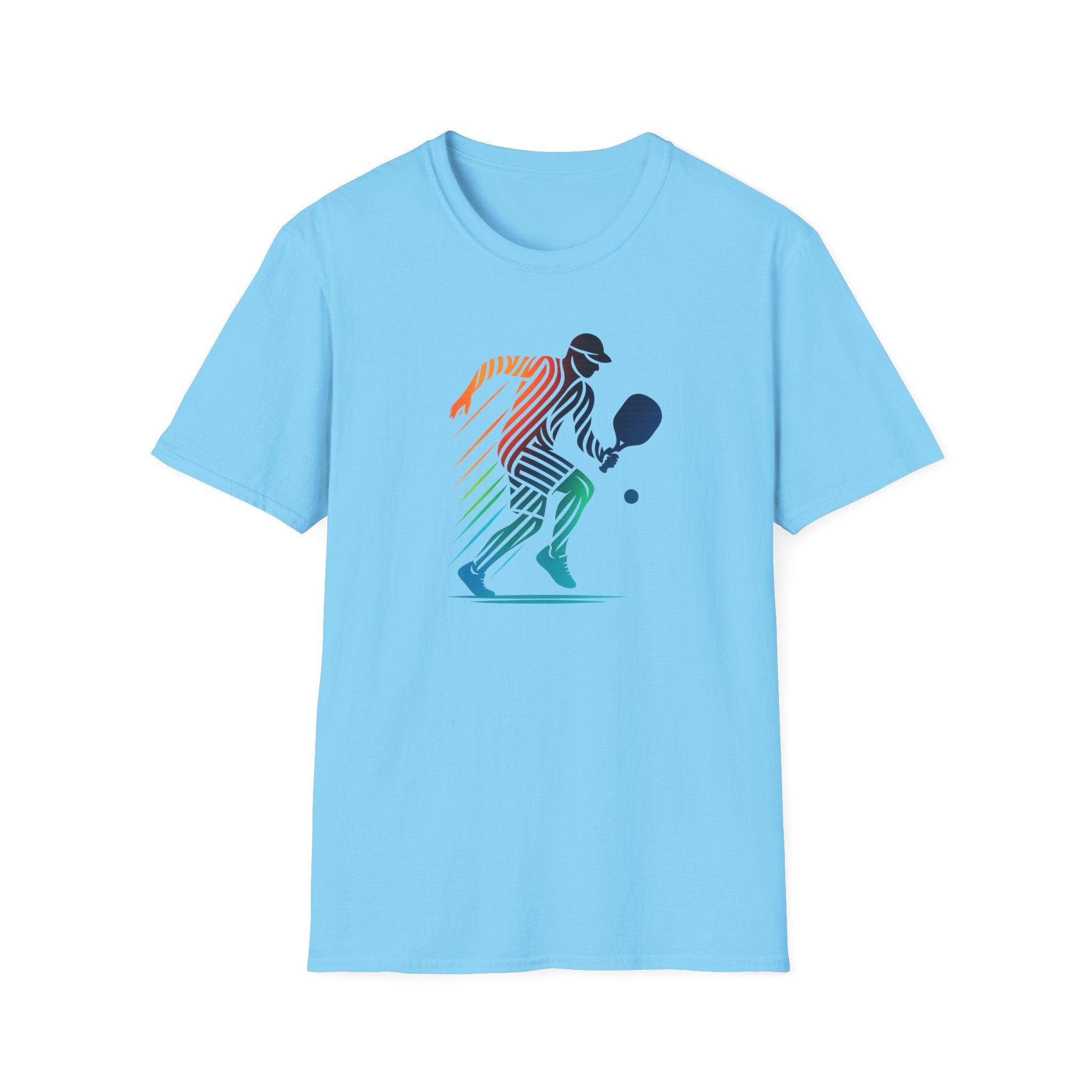 Sats and Stripes Pickleball Motion Tee Dynamic Player Design for Athletes & Enthusiasts Sky Blue