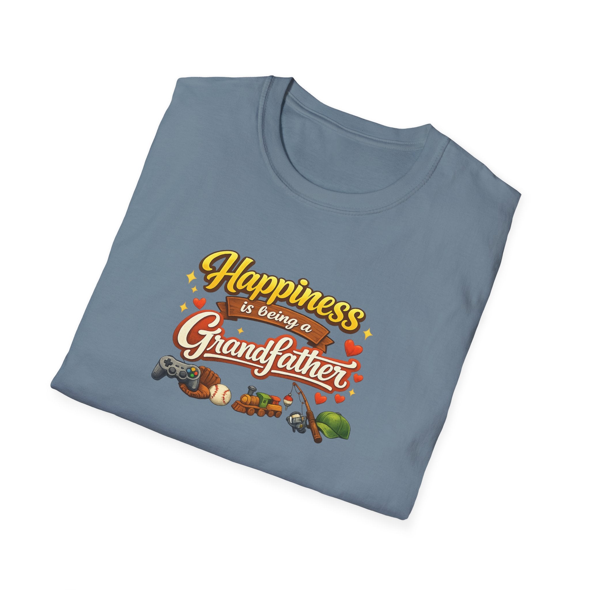 Happiness Is Being a Grandfather Shirt Proud Grandpa T-Shirt Gift for Granddad Grandpa Shirt from Grandkids 7 colors 100% cotton