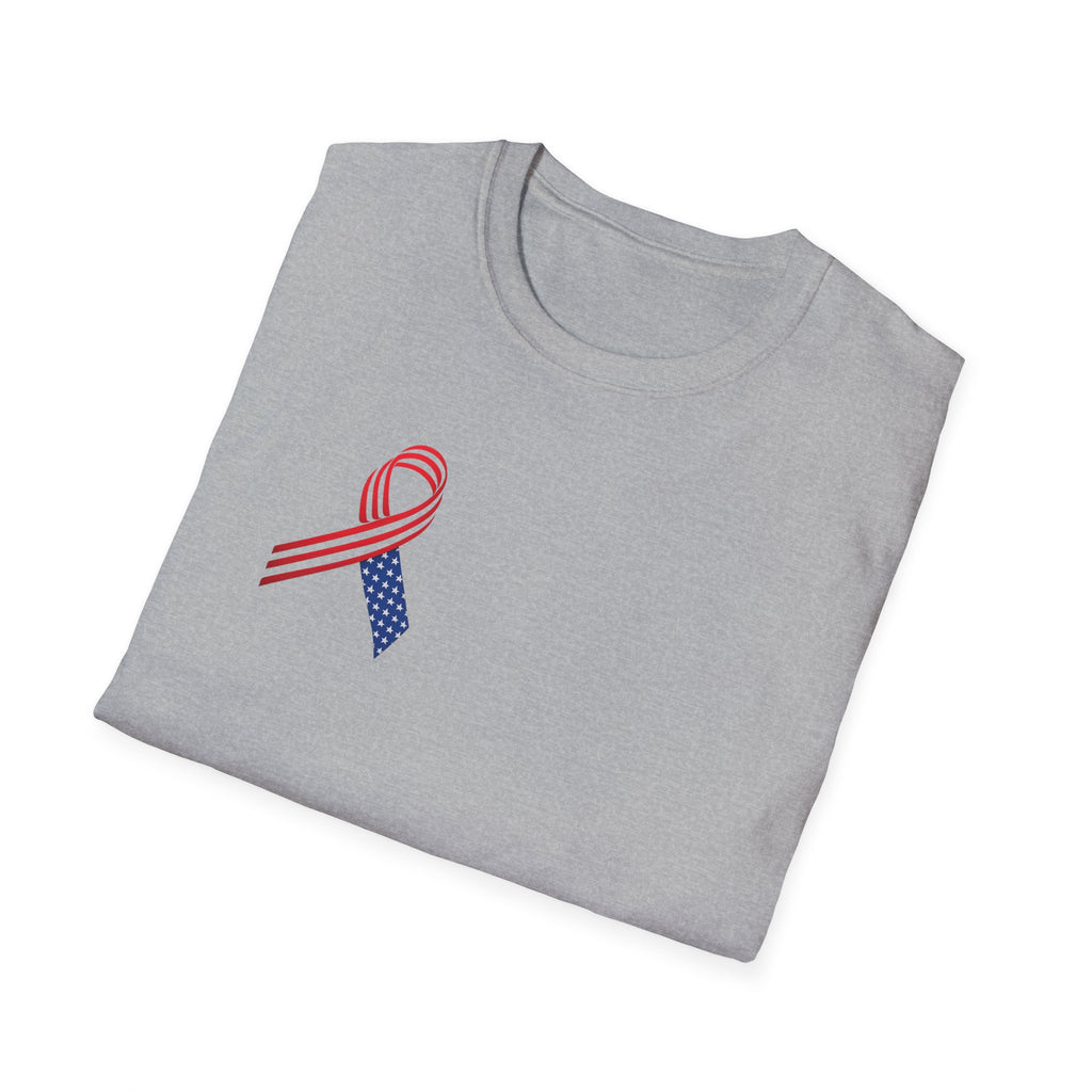 Patriotic Awareness Ribbon T-Shirt Red White Blue USA Veterans Memorial Support Shirt Minimal Patriotic Tee 5 colors 100% cotton