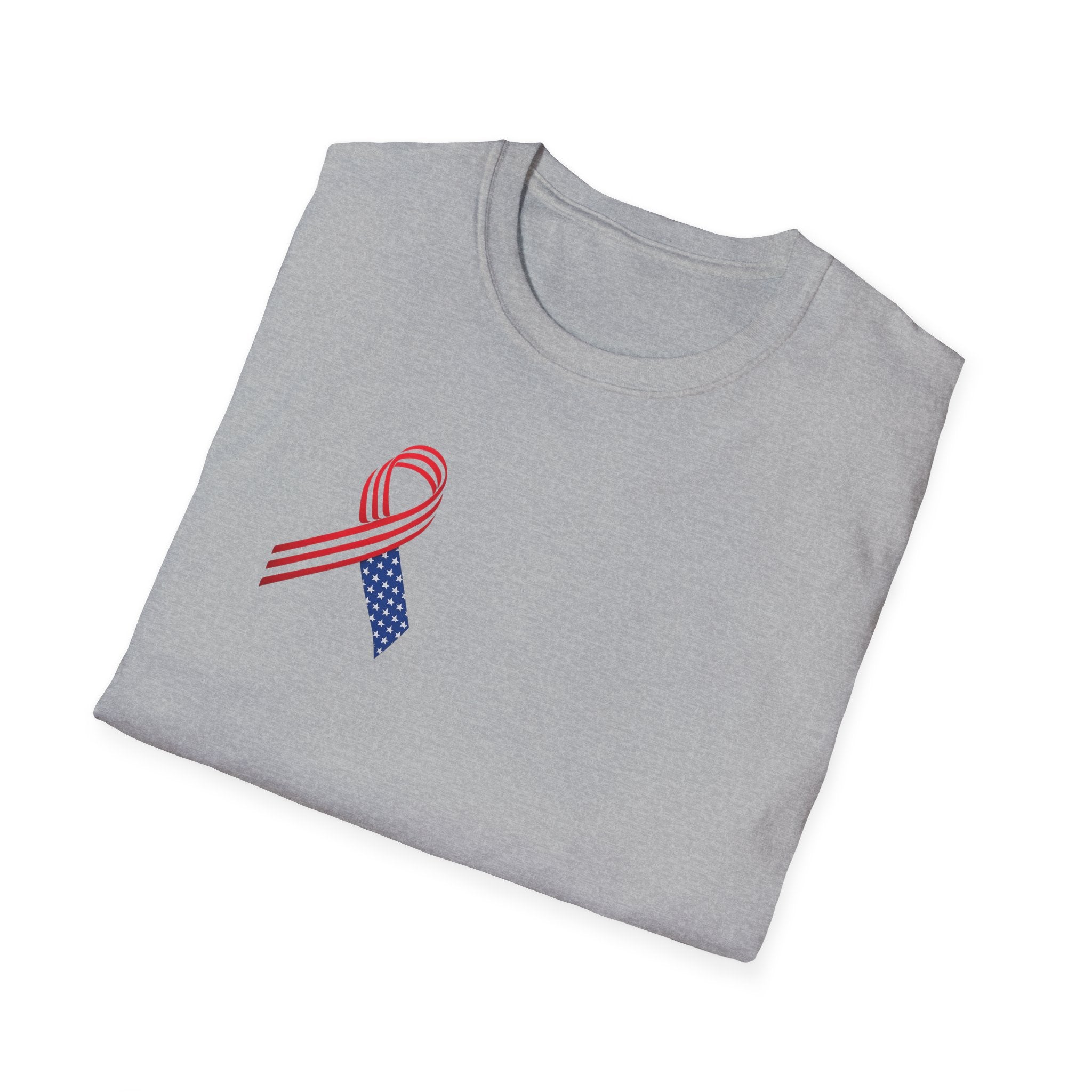 Patriotic Awareness Ribbon T-Shirt Red White Blue USA Veterans Memorial Support Shirt Minimal Patriotic Tee 5 colors 100% cotton