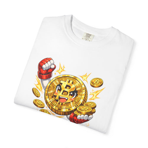 SatsandStripes.com Anime Bitcoin Crypto T-Shirt Fun Kawaii BTC Graphic Tee White
