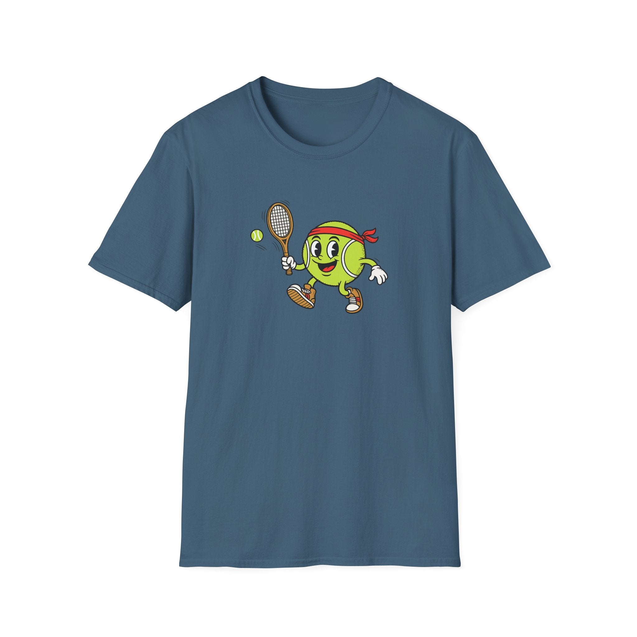 Niedliches Tennisball-Maskottchen T-Shirt Lustiges Tennis-Shirt Tennisspieler-Geschenk Tennisliebhaber-Bekleidung 8 Farben 100 % Baumwolle