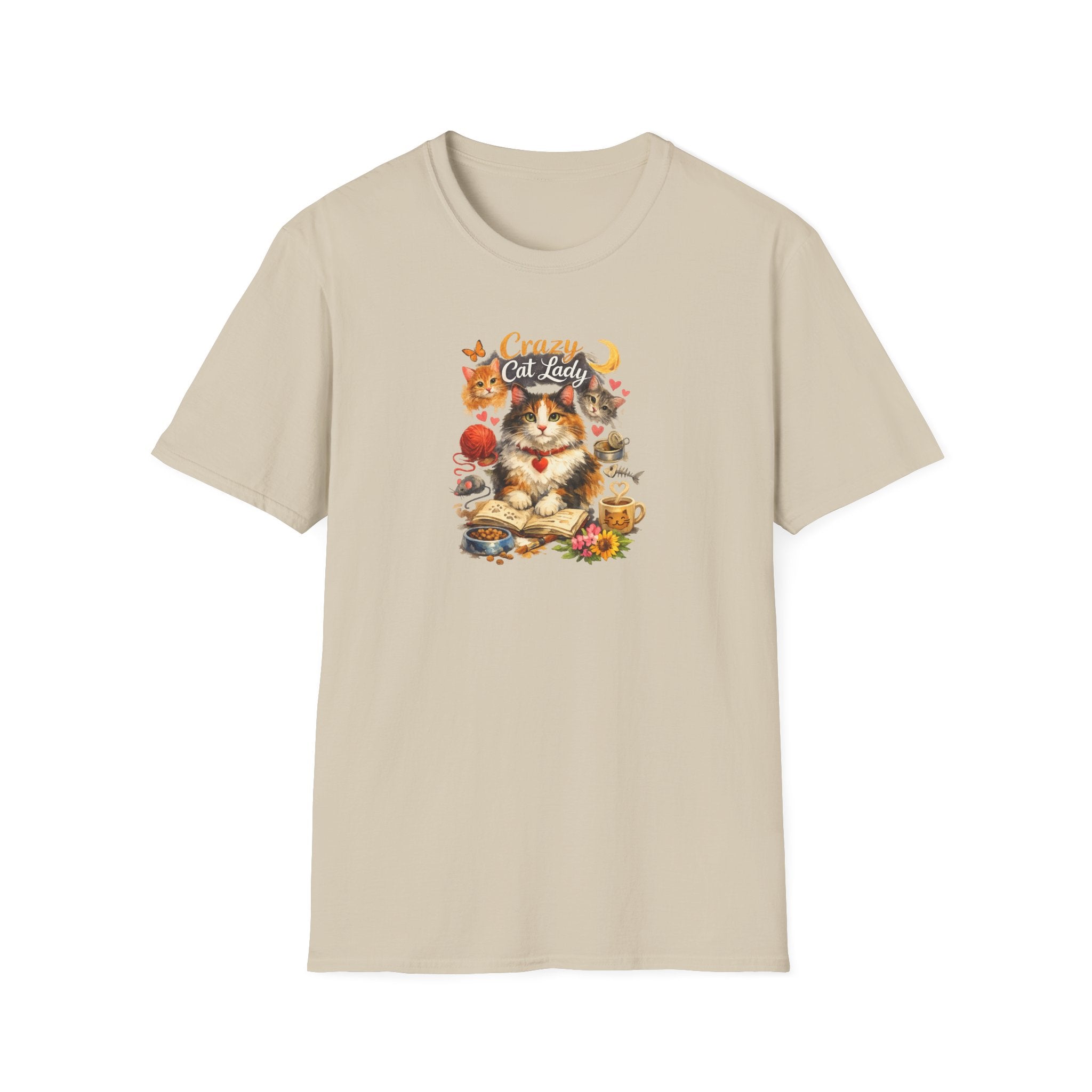 Crazy Cat Lady T-Shirt Cute Cat Mom Graphic Tee Cat Lover Shirt Gift for Cat Moms Whimsical Cat Art Top 8 colors 100% cotton