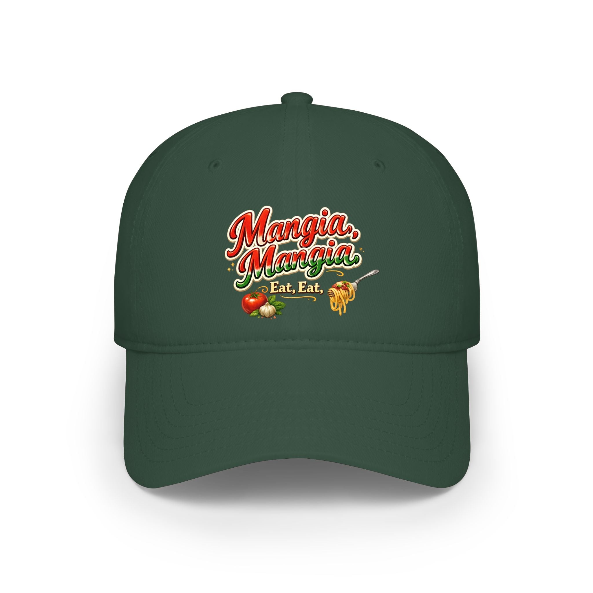 Mangia Mangia, Eat Eat Hat Italian Food Baseball Cap Funny Italian Gift Pasta Lover Foodie Hat 7 colors 100% cotton
