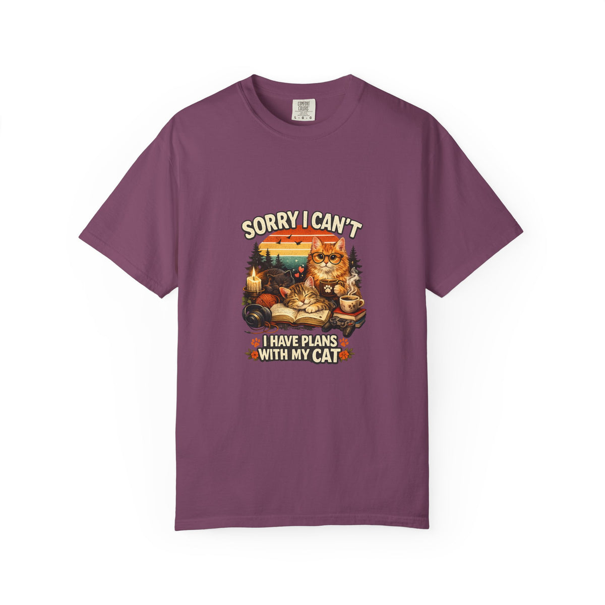 SatsandStripes.com Sorry I Can't I Have Plans With My Cat T-Shirt Funny Cat Lover Shirt Cat Mom Tee Gift for Cat Owners Berry