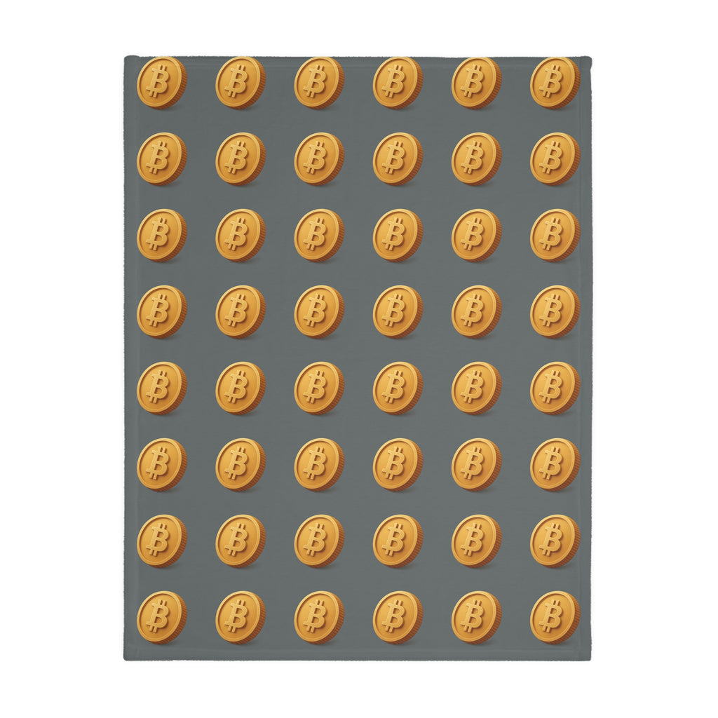 Bitcoin Pattern Velveteen Throw Blanket Crypto Lover Gift Soft Cozy BTC Decor 2 sizes
