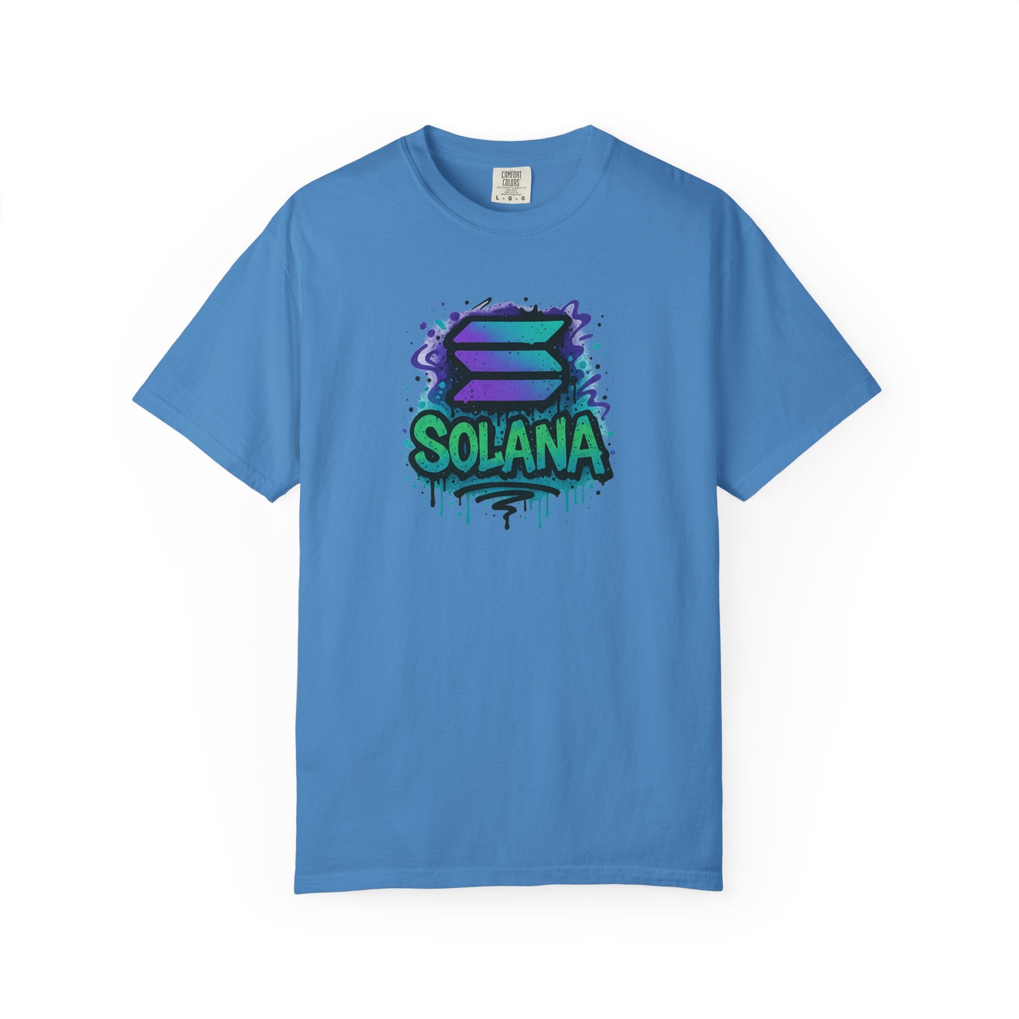 Solana Street Style Graffiti Tee Urban Crypto T-Shirt for Investors & Blockchain Fans Trendy Solana Logo Shirt 5 colors 100% cotton