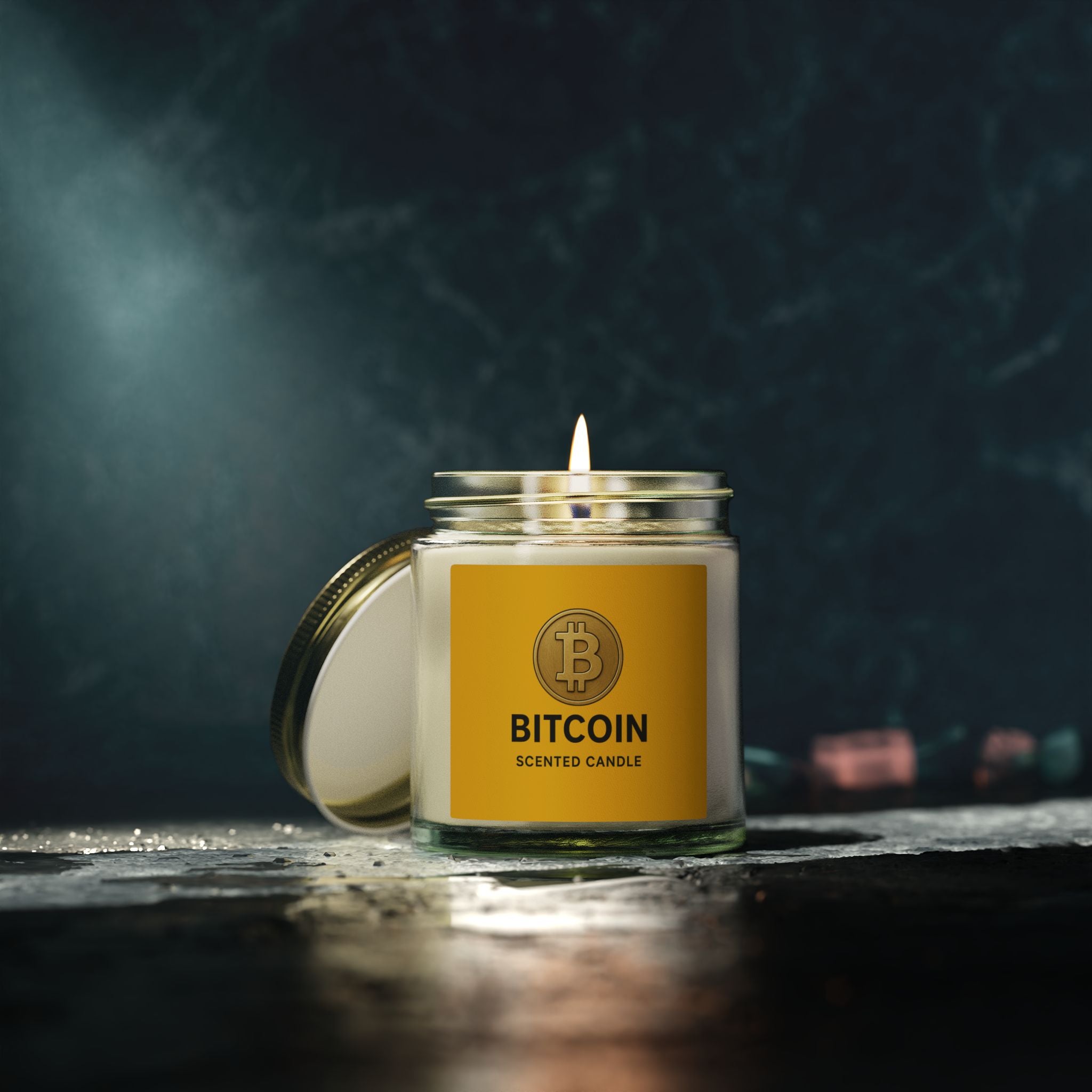 Bitcoin Logo Coconut-Apricot Wax Candle 4 oz & 9 oz sizes 8 fragrances available