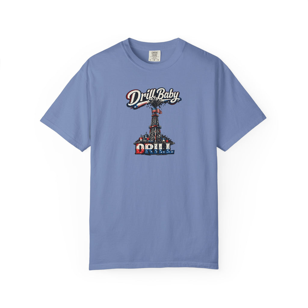 Sats and Stripes Drill Baby Drill Patriotic Oilfield T-Shirt MAGA Energy Independence Shirt Pro Oil & Gas USA Graphic Tee Blue