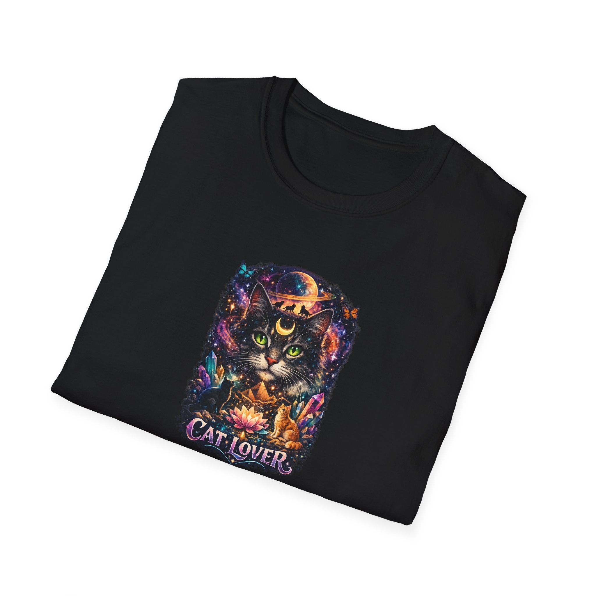 Mystical Cat Lover T-Shirt for Women Cat Mom Shirt Gift for Cat Lovers Boho Fantasy Art Top 7 colors 100% cotton