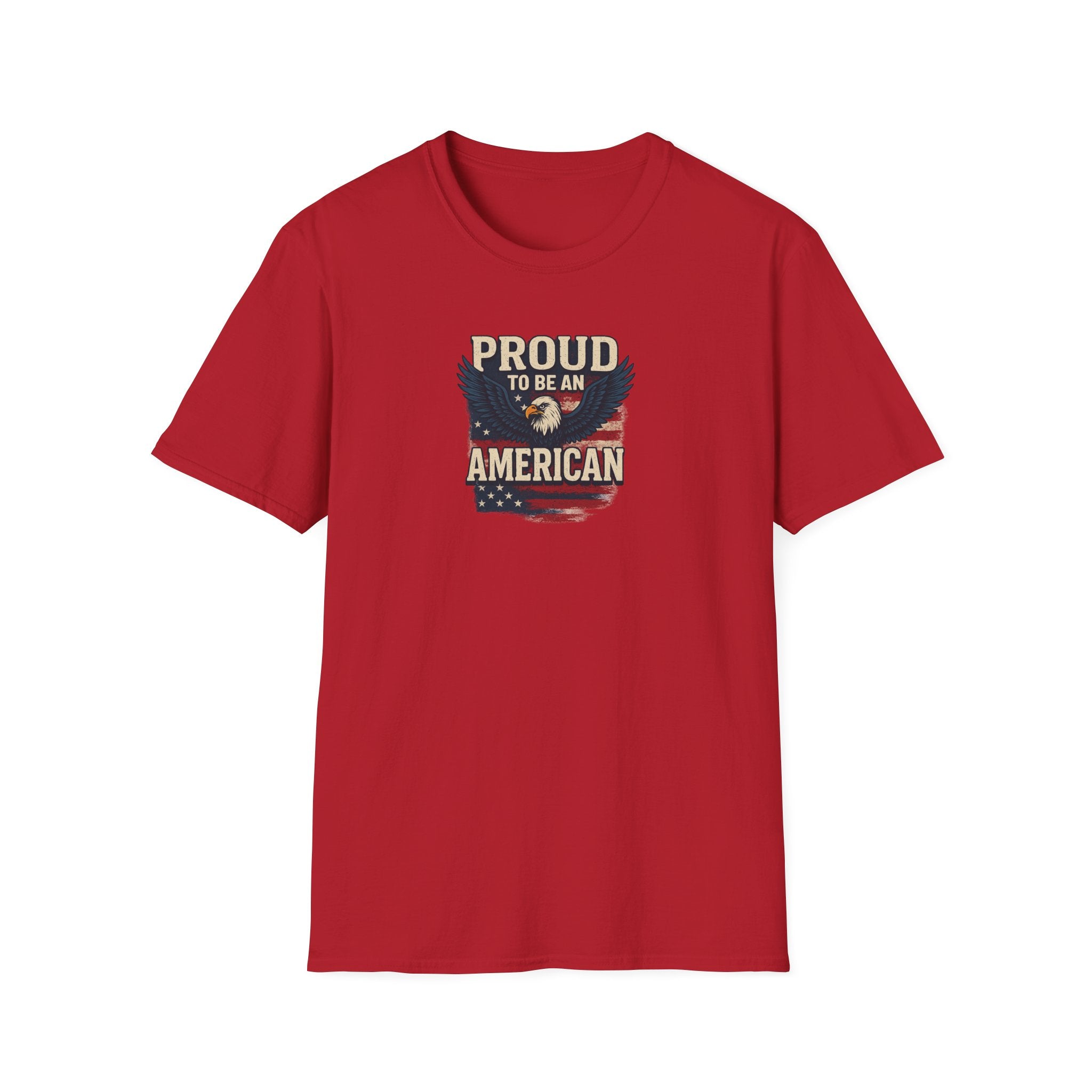 Proud to be an American at Least I know I'm Free Patriotic Tee with Eagle and Flag 5 colors 100% cotton