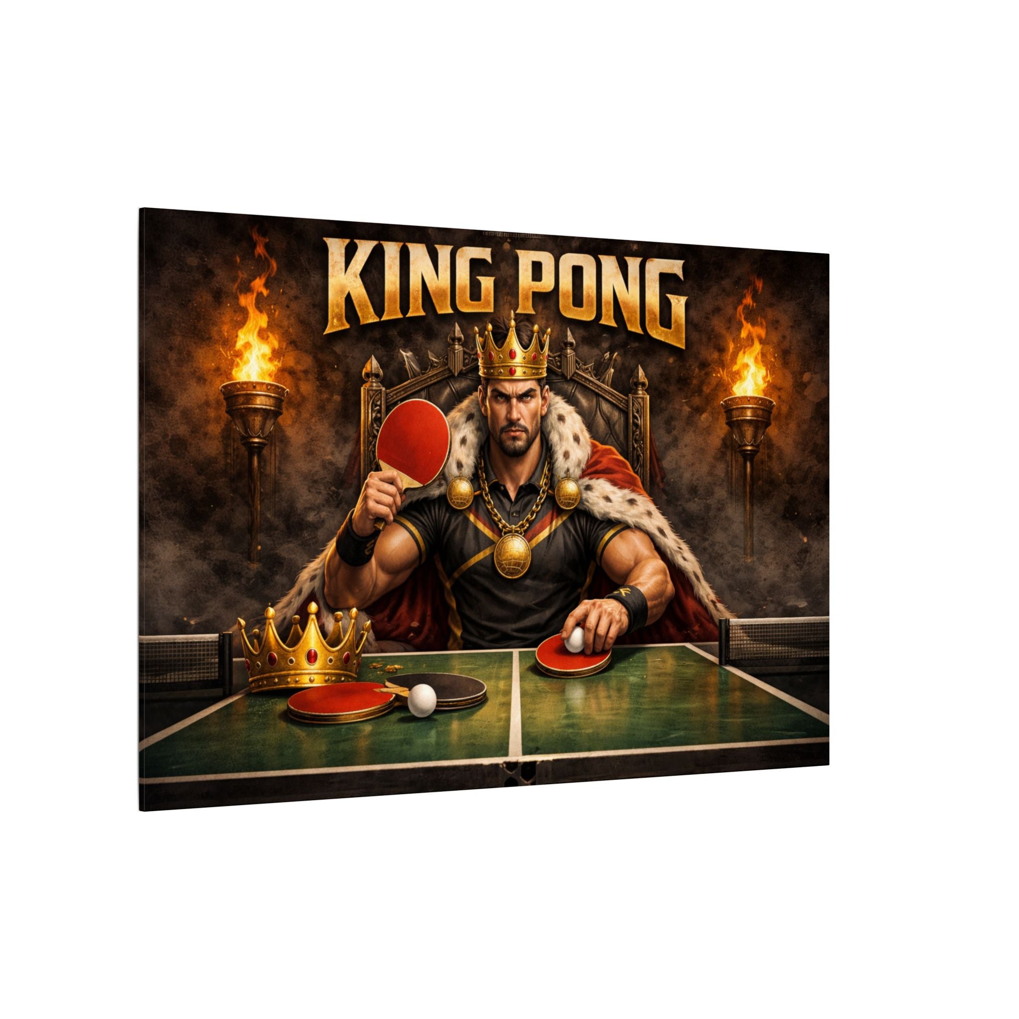 King Pong Table Tennis Canvas Print Stretched Canvas Wall Art Game Room Decor Ping Pong Wall Art 60 x 40